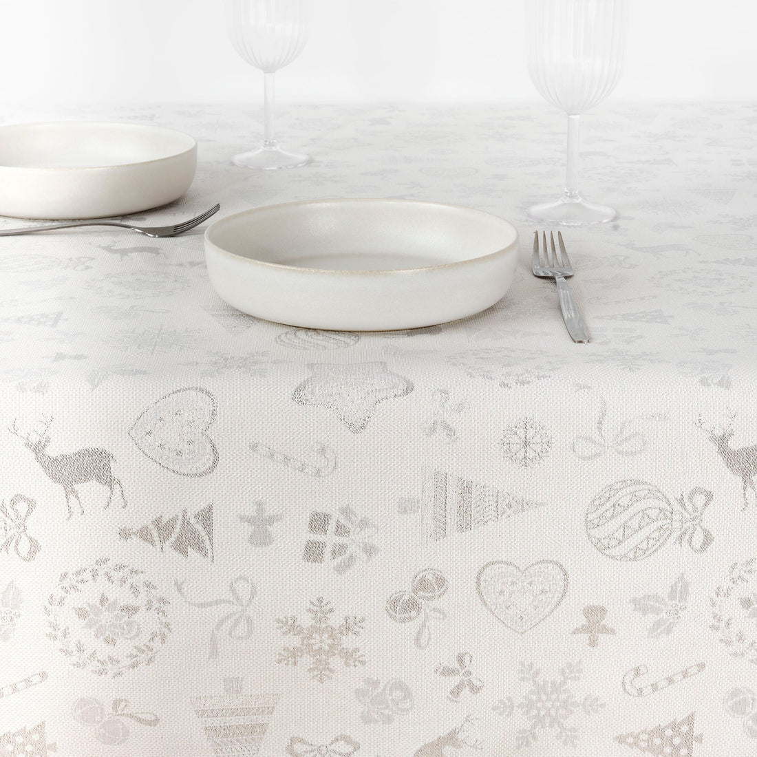 Nappe toucher tissu jacquard R22119 Lurex Argent Naturel