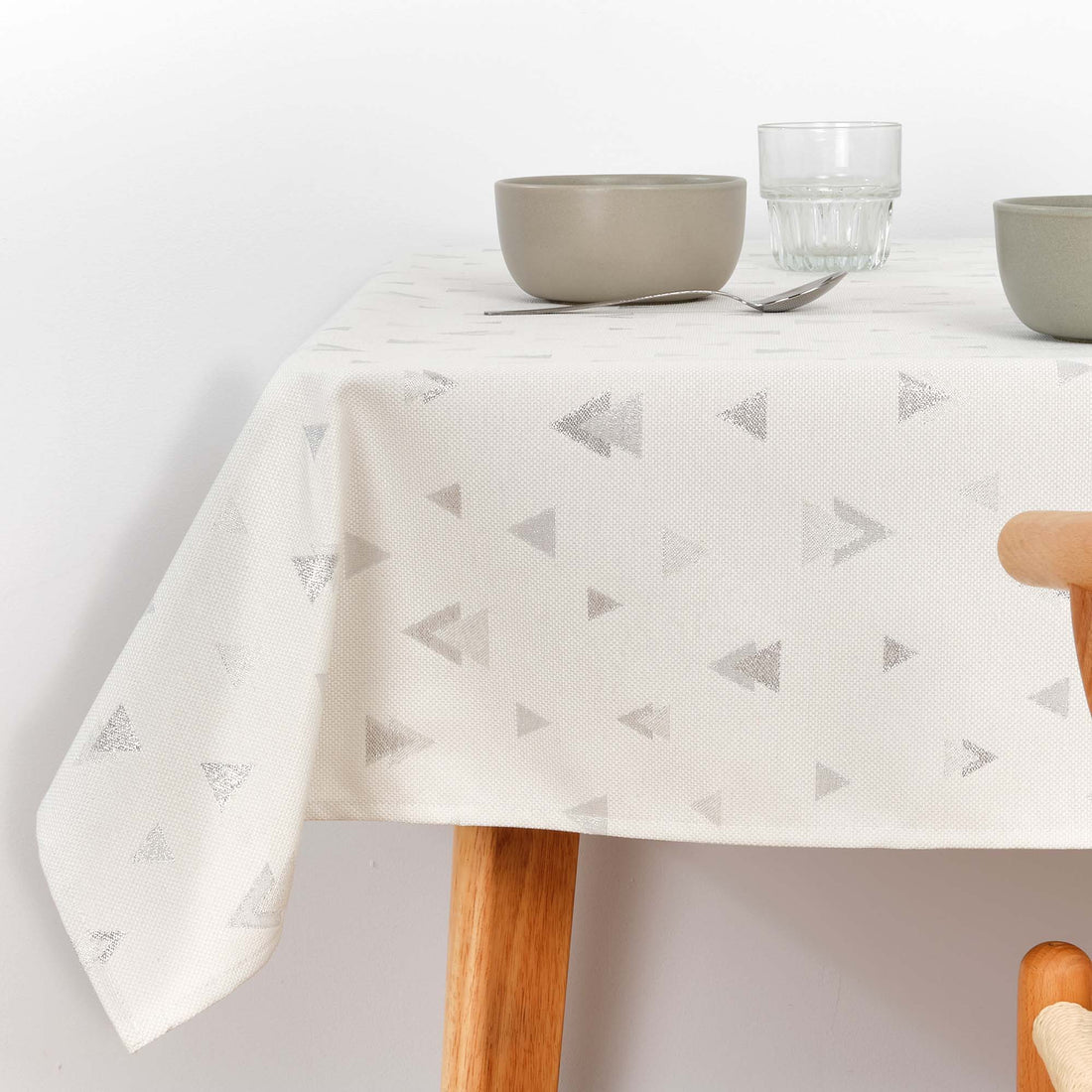 Mantel tacto tela jacquard Navidad Astroni Lurex R22120 Natural Plata