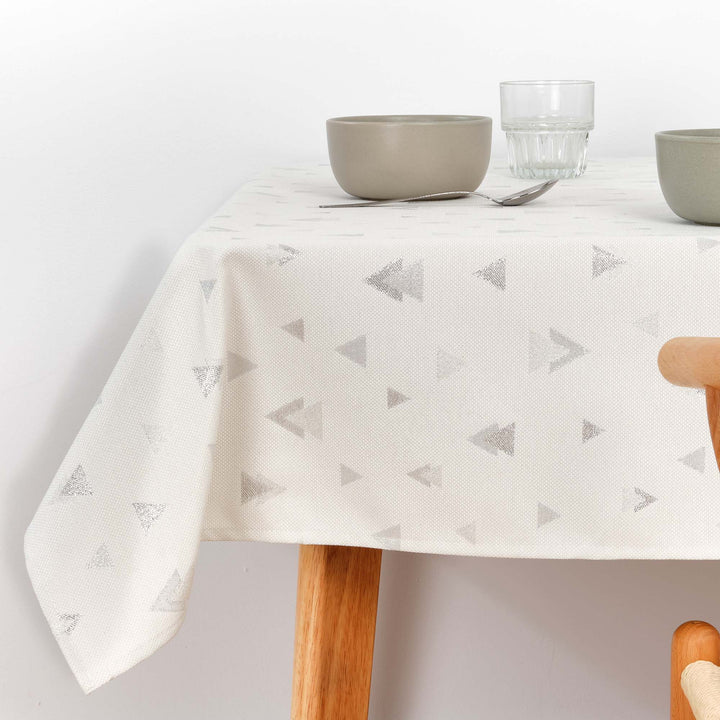 Nappe toucher tissu jacquard Noël Astroni Lurex R22120 Argent Naturel