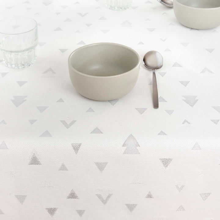Nappe toucher tissu jacquard Noël Astroni Lurex R22120 Argent Naturel