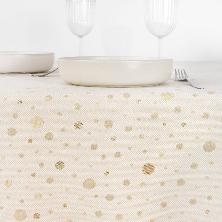 Jacquard fabric touch tablecloth R22123 Natural Gold Lurex