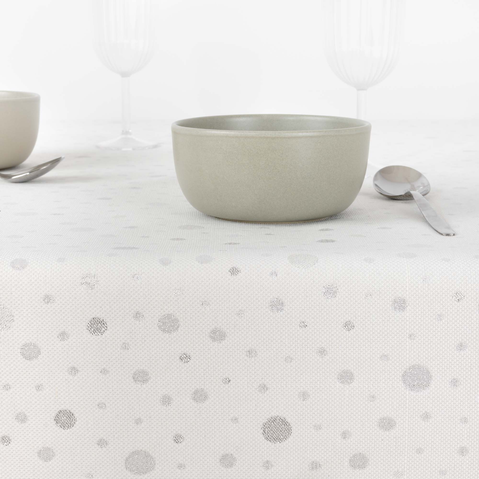 Nappe toucher tissu jacquard R22123 Lurex Argent Naturel