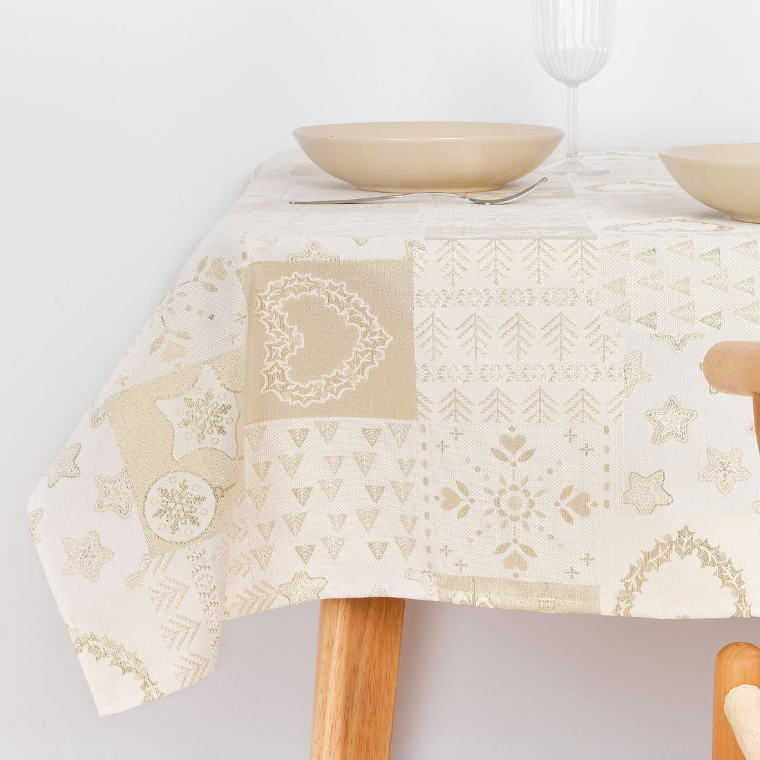 Nappe toucher tissu jacquard R22124 Lurex Or Naturel