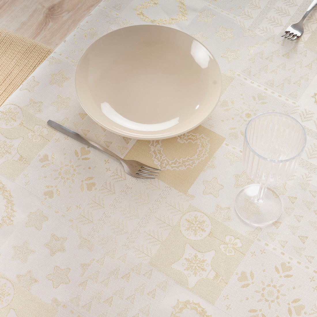 Nappe toucher tissu jacquard R22124 Lurex Or Naturel