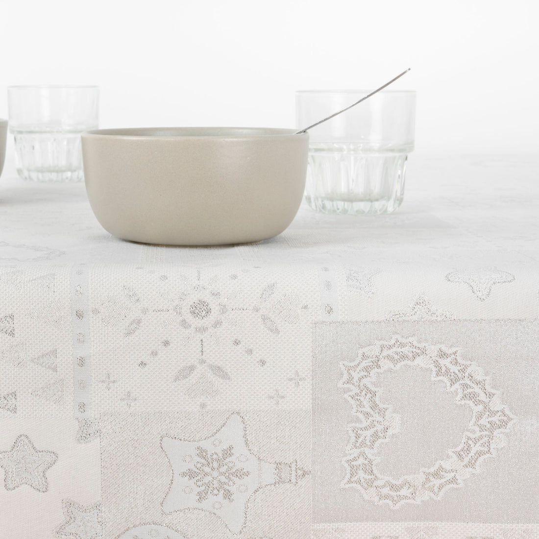 Nappe toucher tissu jacquard R22120 Lurex Argent Naturel