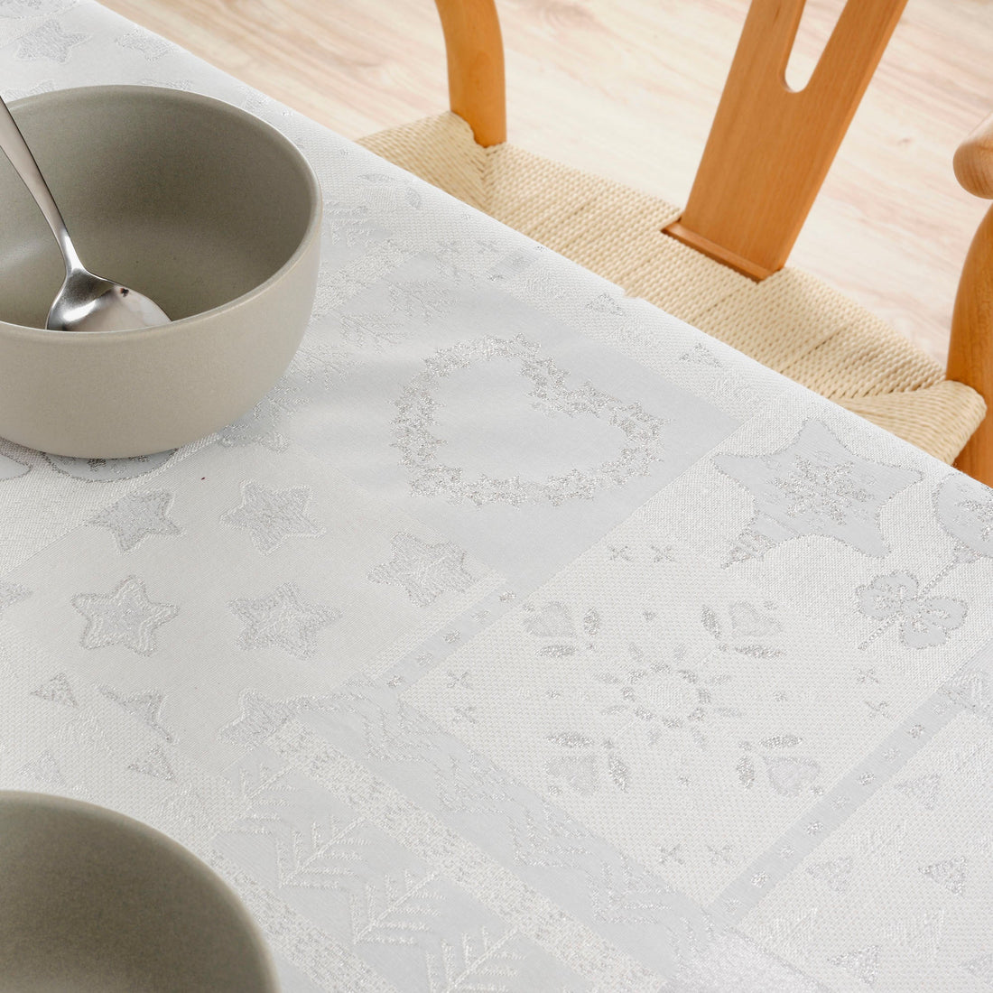 Nappe toucher tissu jacquard R22120 Lurex Argent Naturel