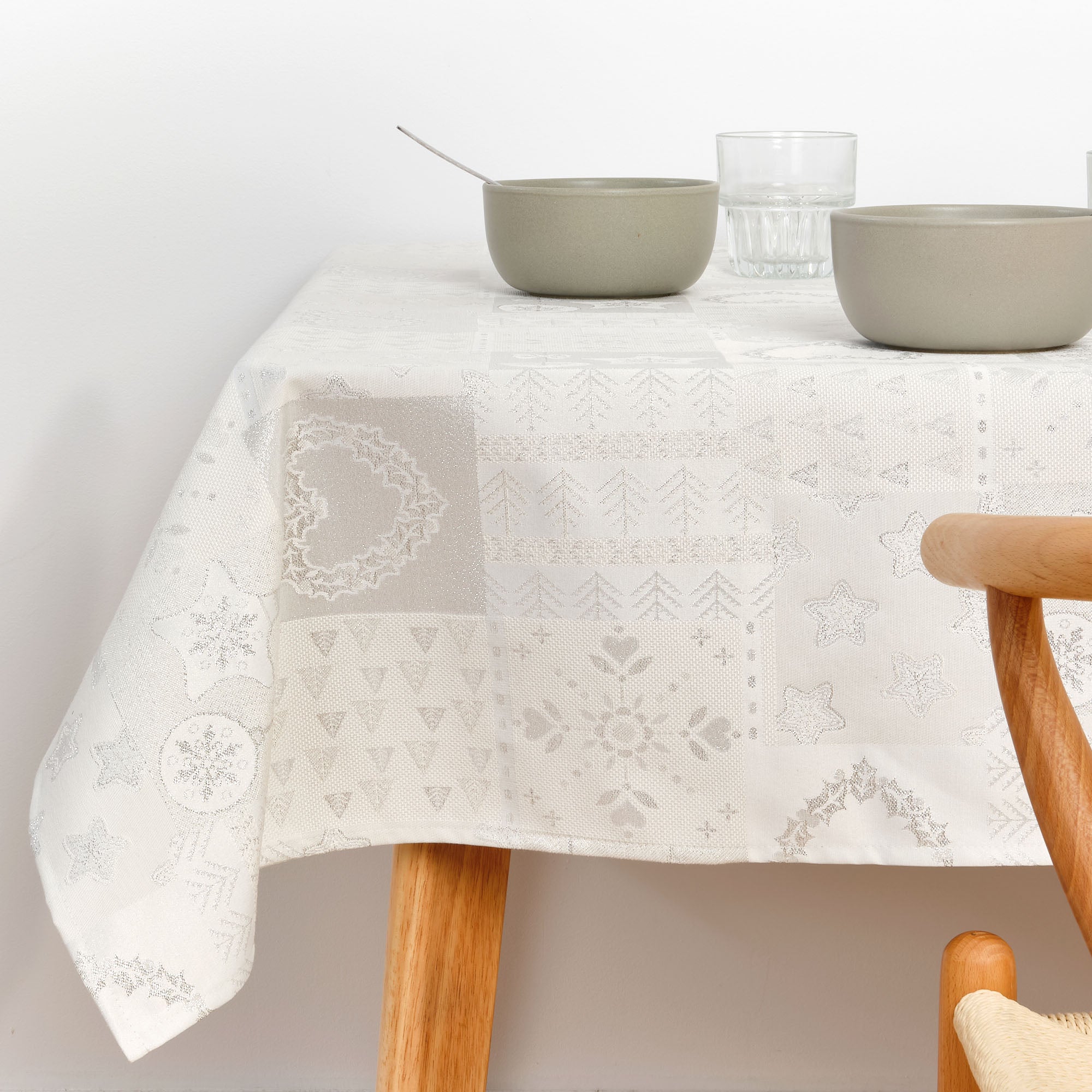 Nappe toucher tissu jacquard R22120 Lurex Argent Naturel