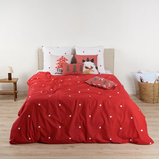 Duvet cover with clicks 100% cotton Laponia 47 red