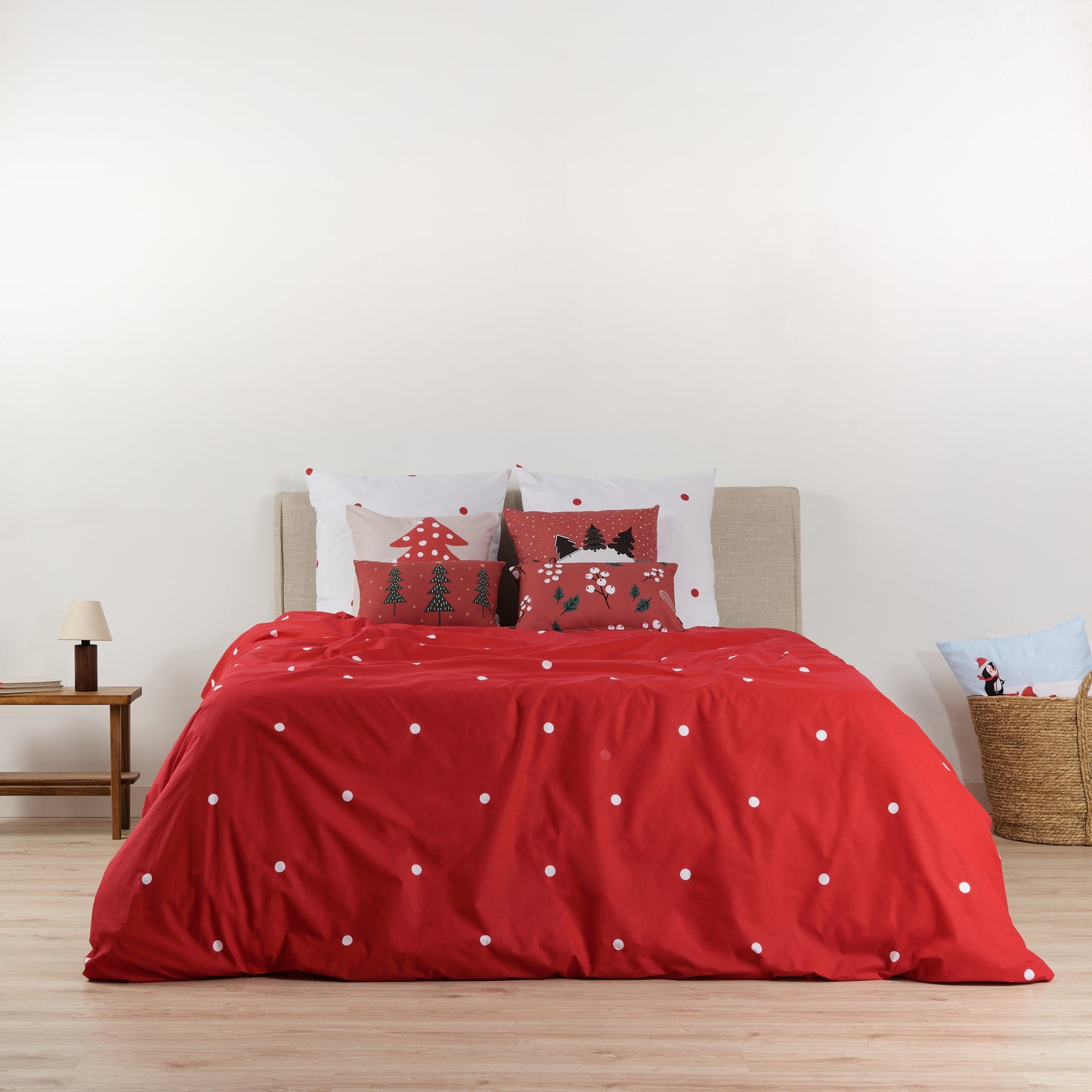 Duvet cover with clicks 100% cotton Laponia 47 red