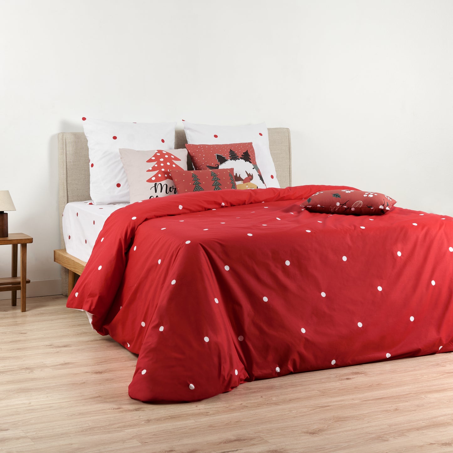 Duvet cover with clicks 100% cotton Laponia 47 red