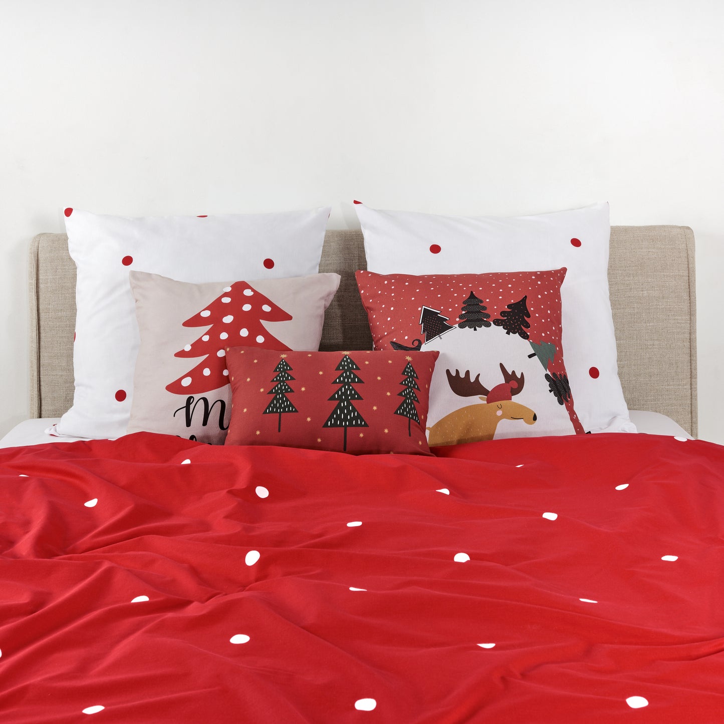 Duvet cover with clicks 100% cotton Laponia 47 red