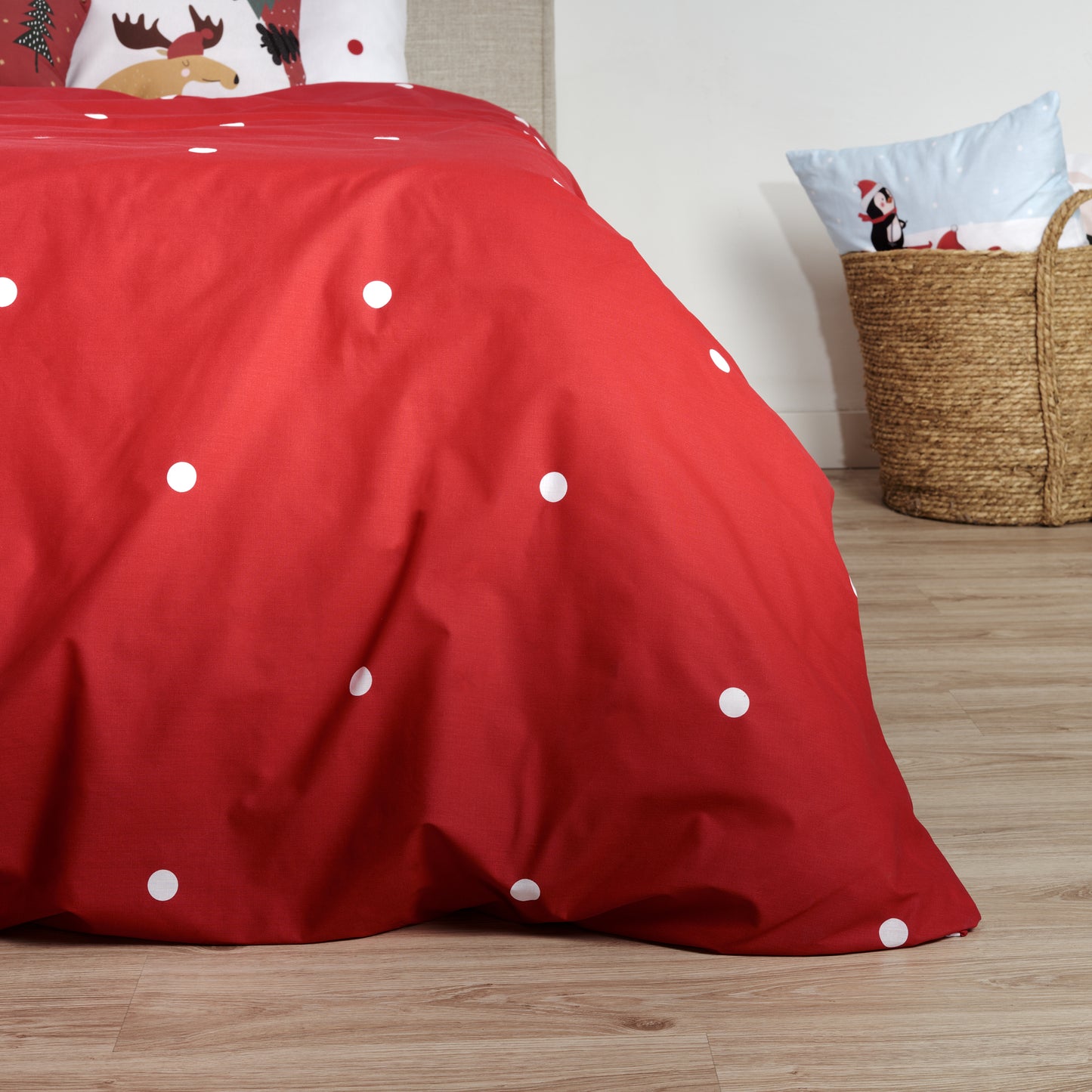 Duvet cover with clicks 100% cotton Laponia 47 red