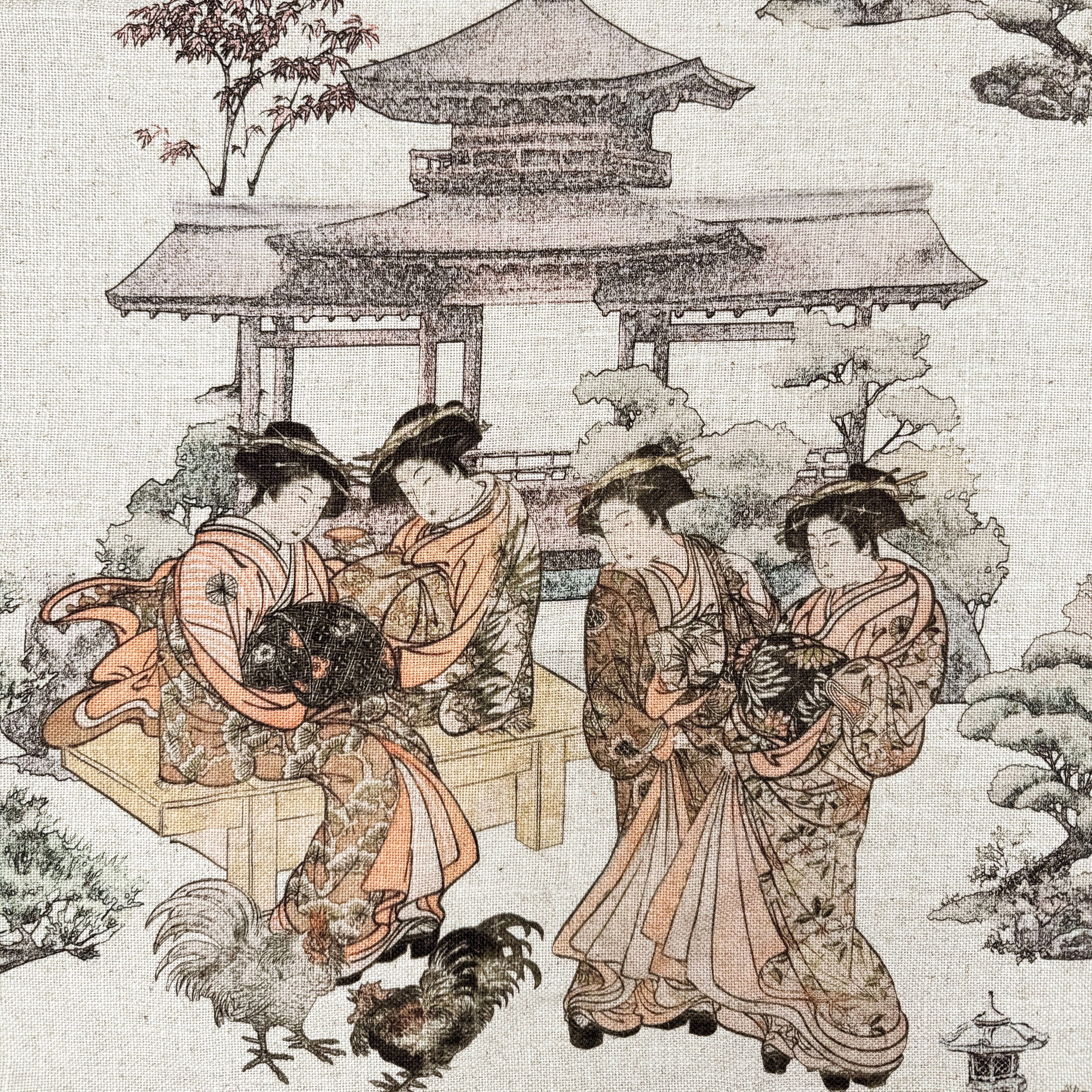 Printed linen viscose fabric per meter AZUMI 1
