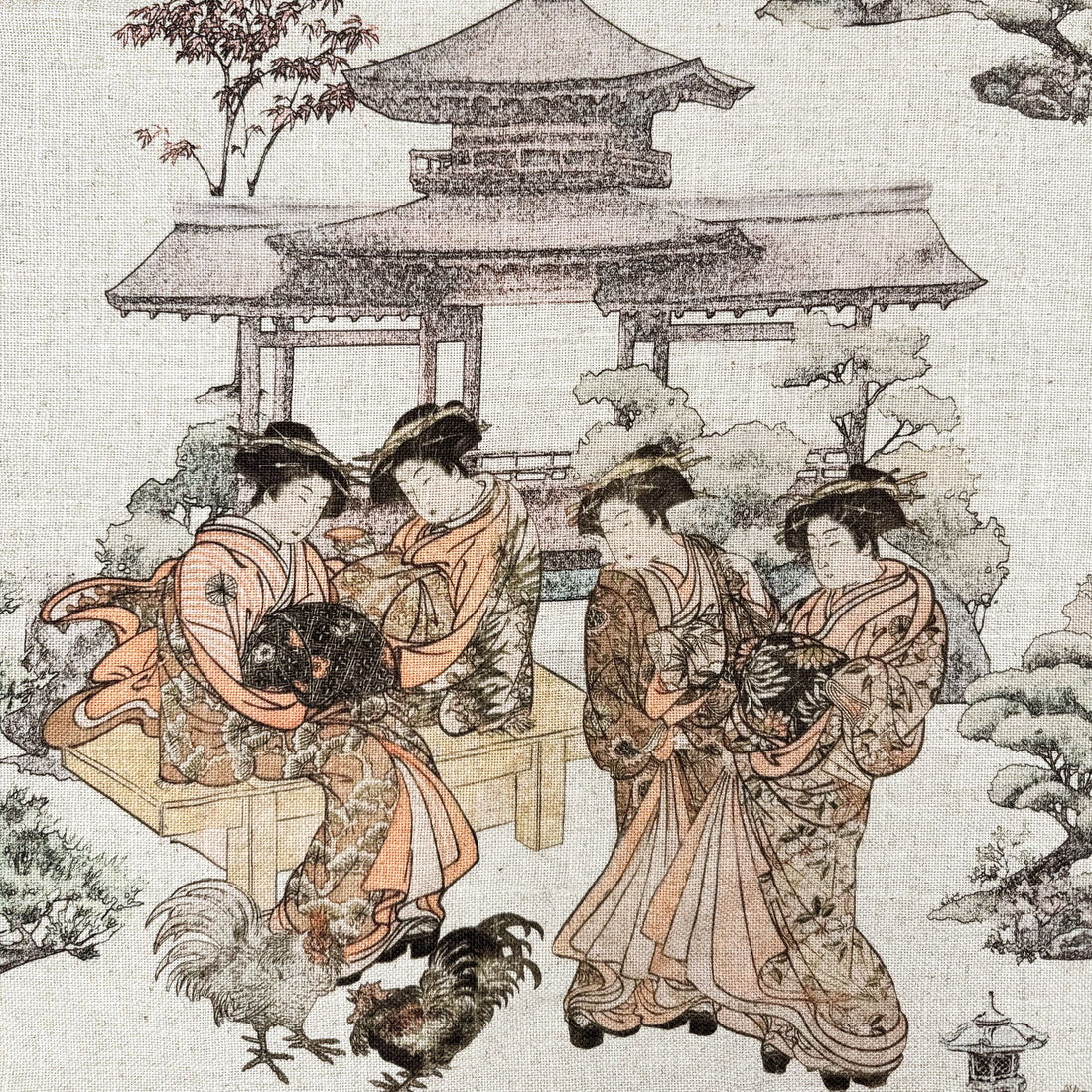 Printed linen viscose fabric per meter AZUMI 1