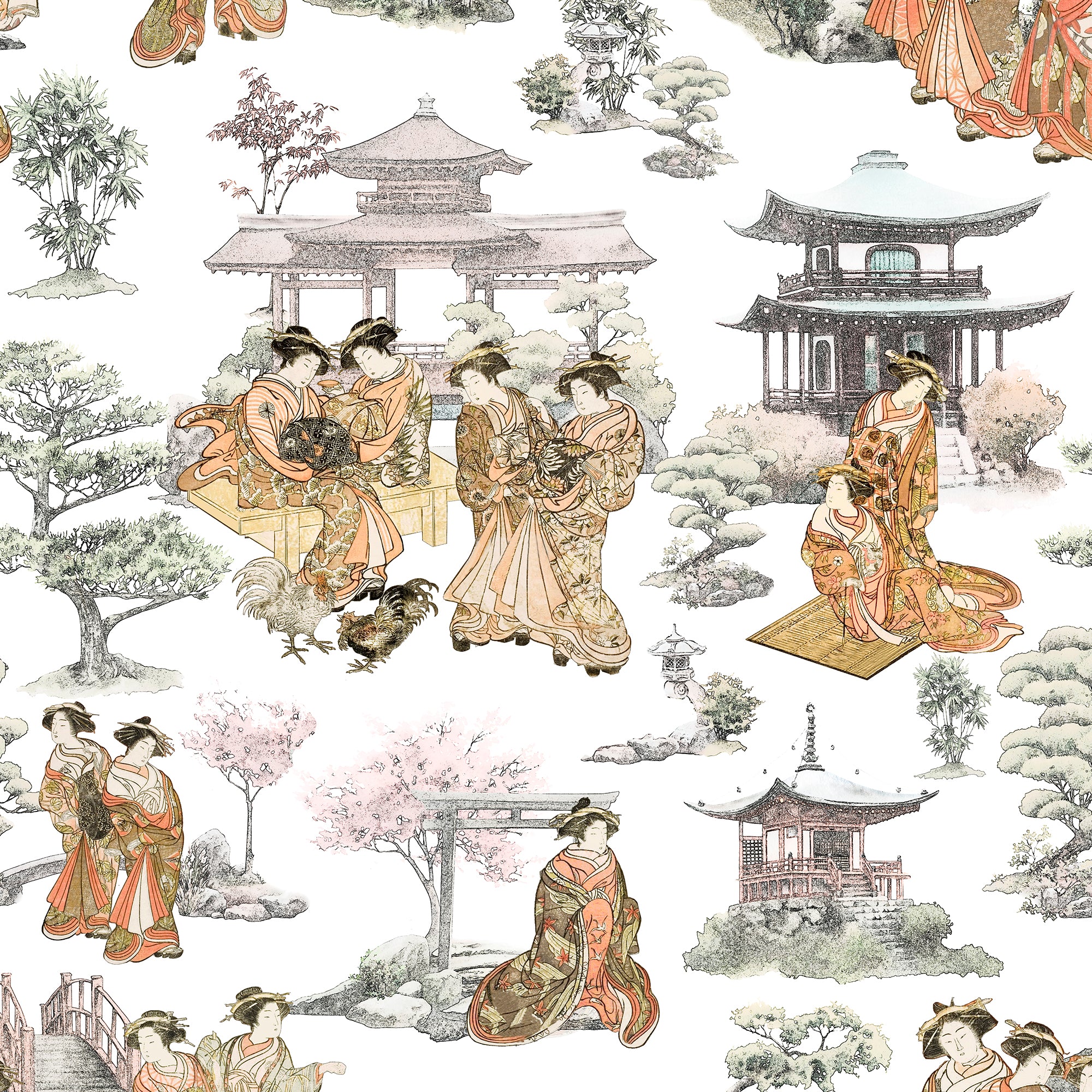 Printed linen viscose fabric per meter AZUMI 1
