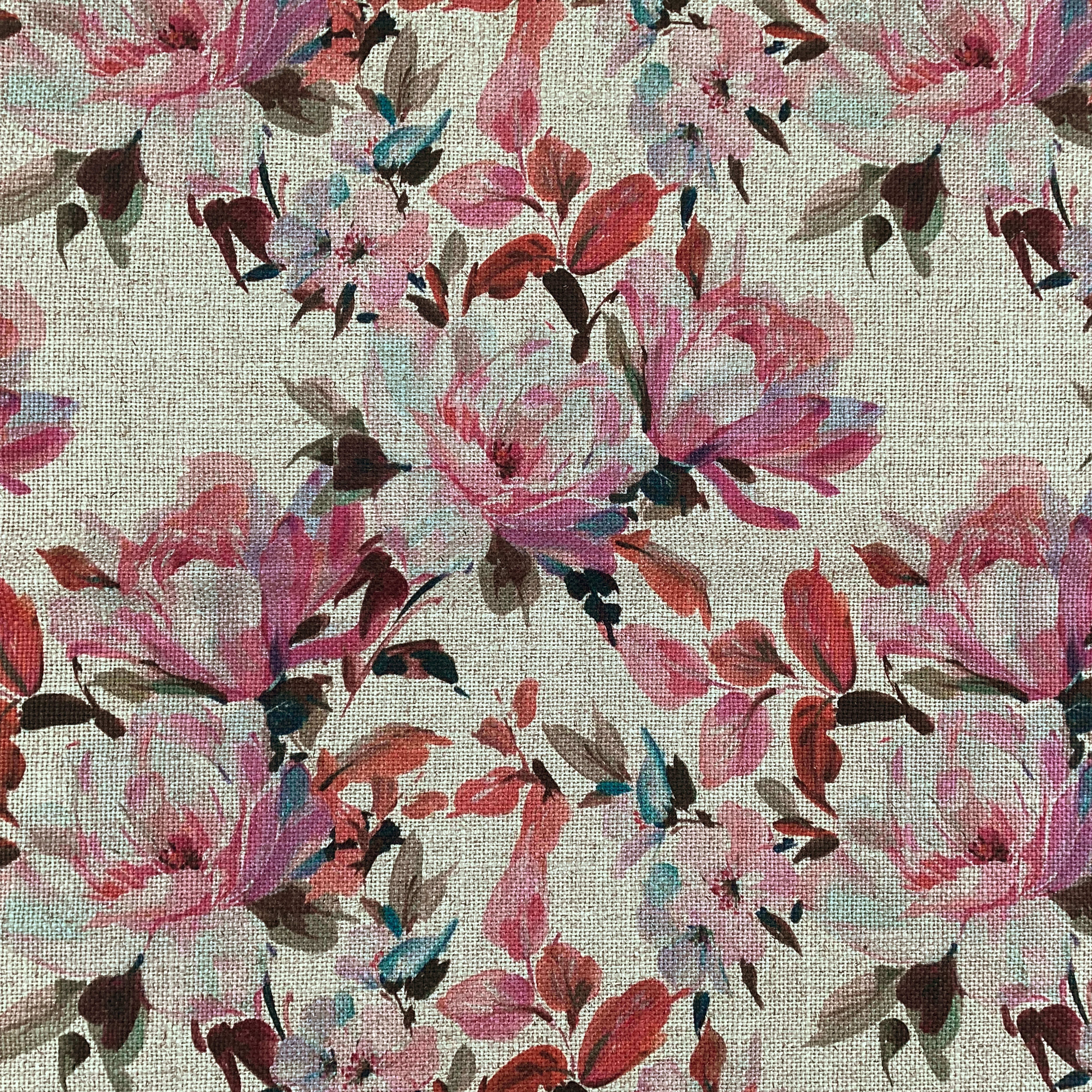 Printed linen viscose fabric per meter BATIA WHITE 124
