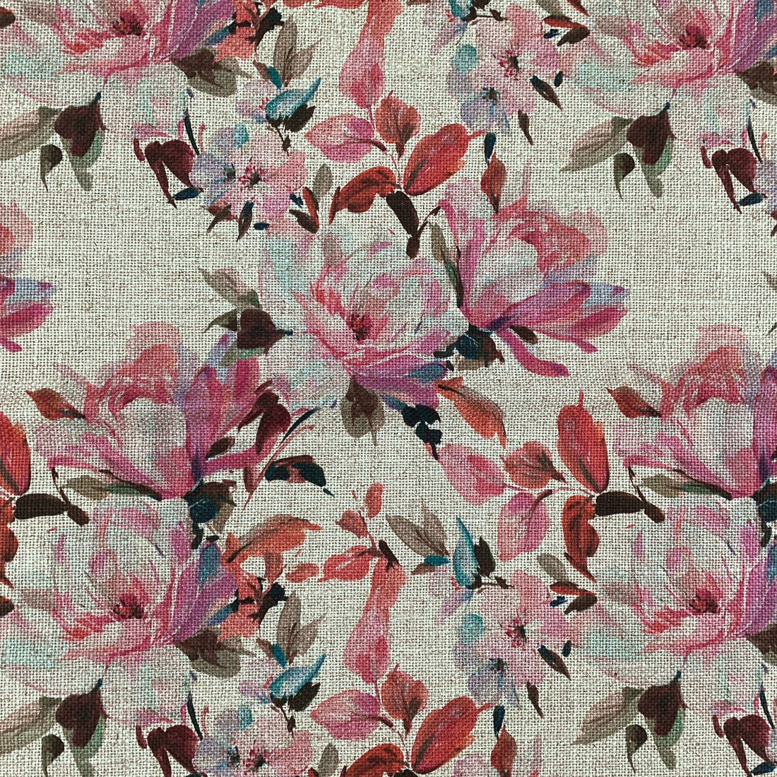Printed linen viscose fabric per meter BATIA WHITE 124