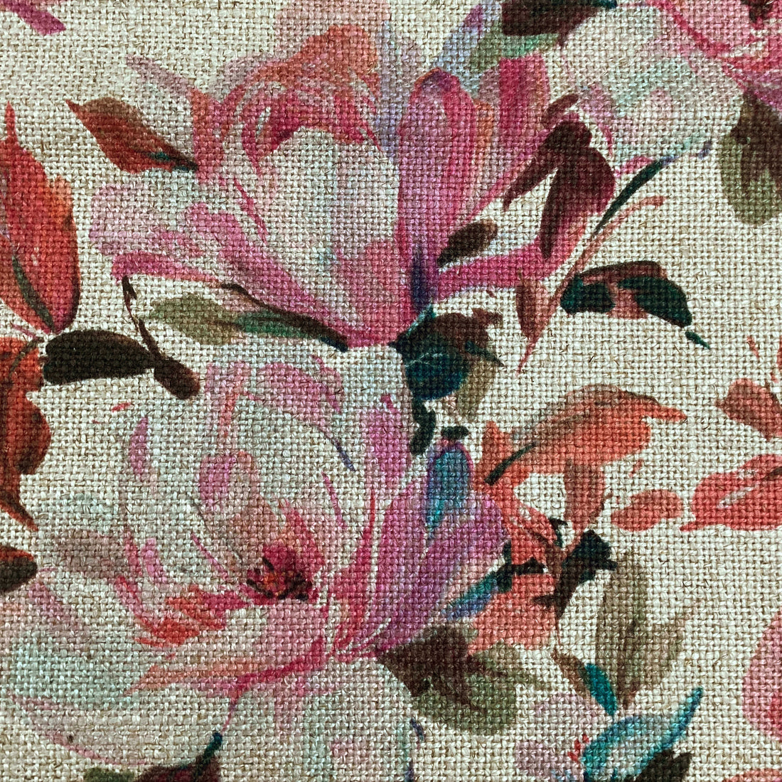 Printed linen viscose fabric per meter BATIA WHITE 124