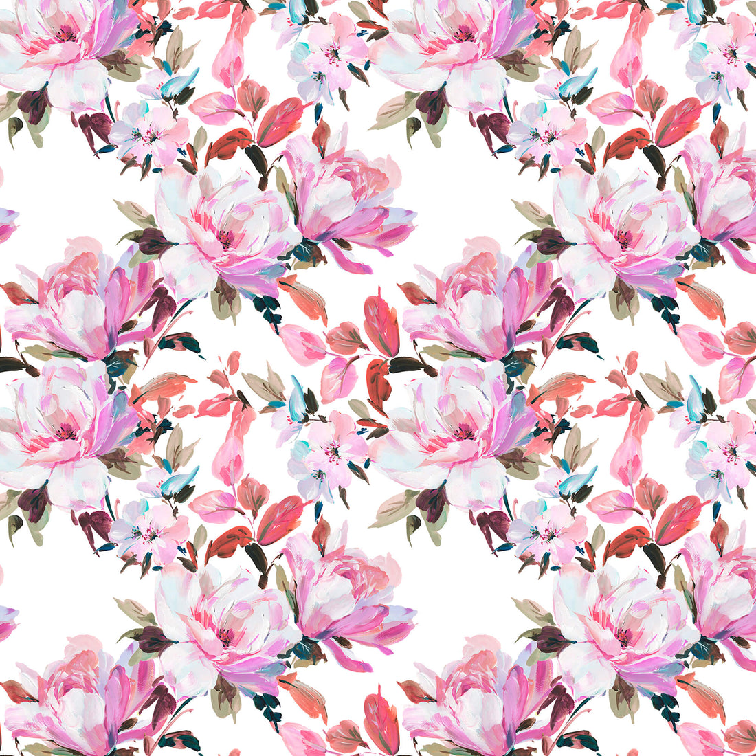 Printed linen viscose fabric per meter BATIA WHITE 124