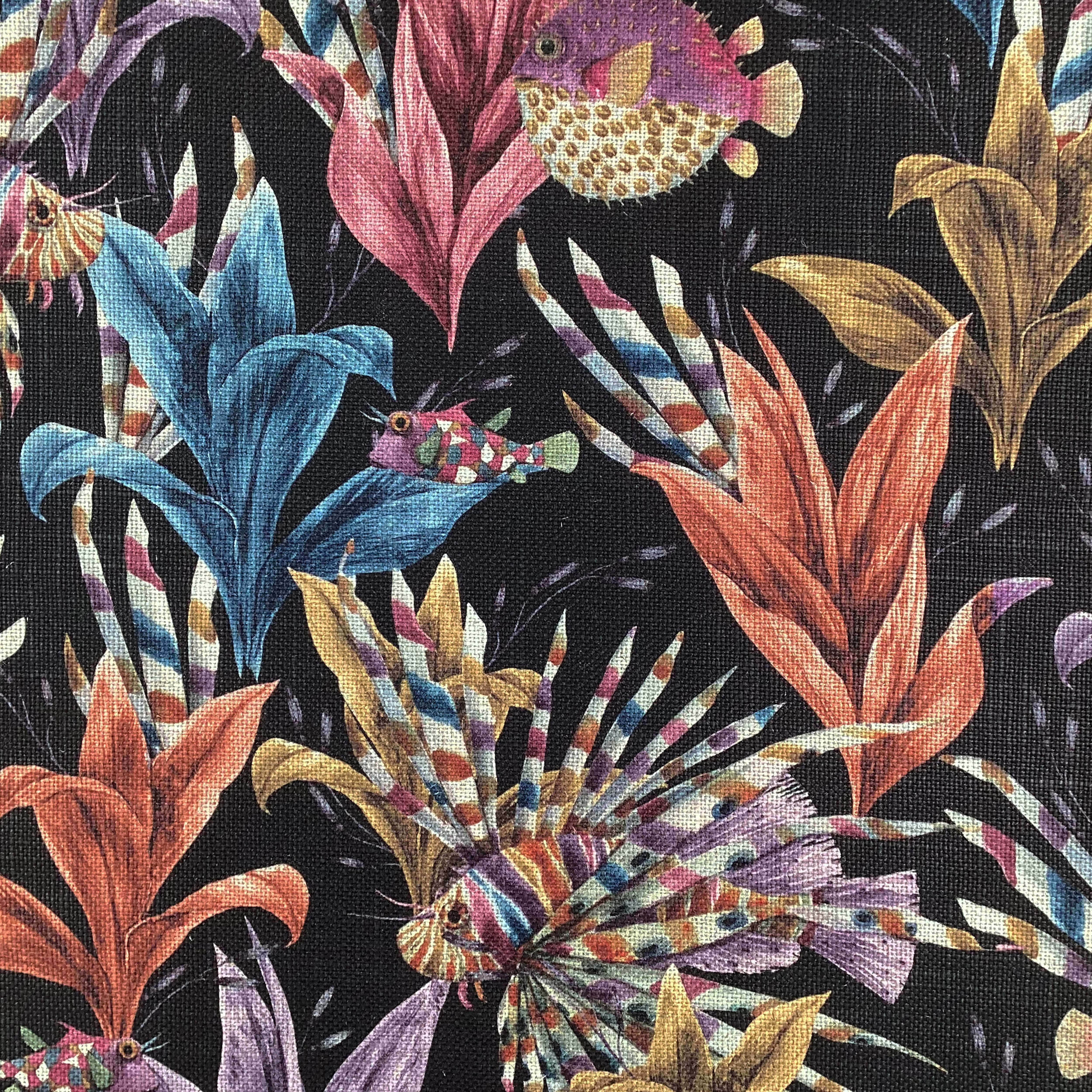 Printed linen viscose fabric per meter EGIA 124 1 DARK