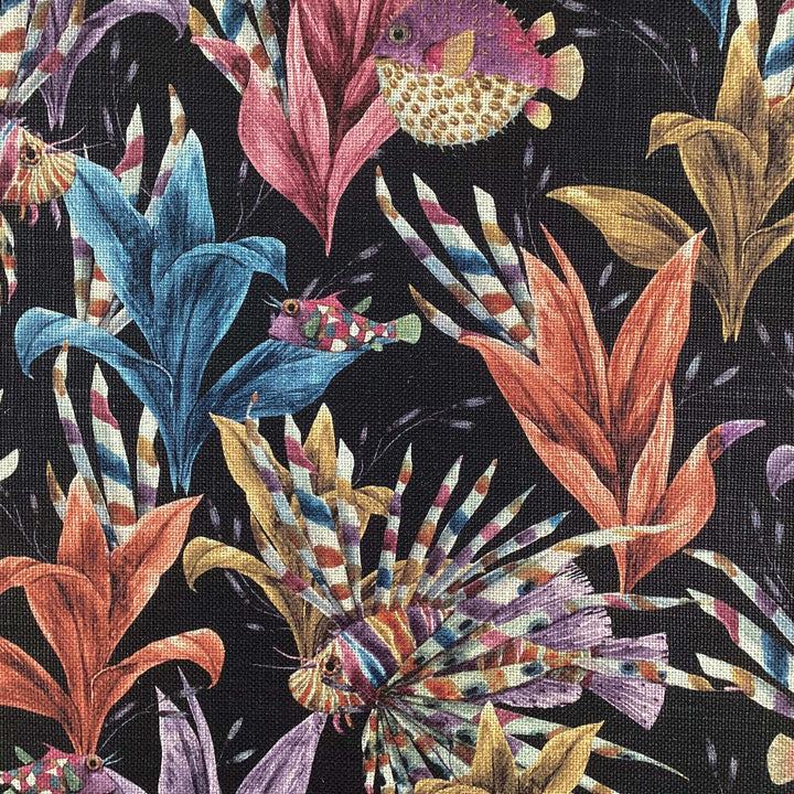 Printed linen viscose fabric per meter EGIA 124 1 DARK
