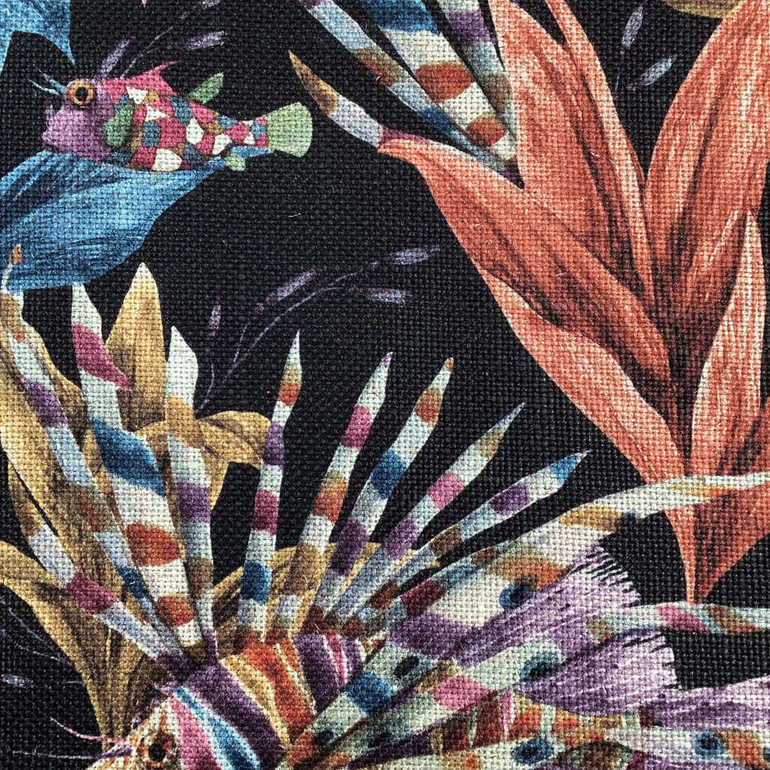 Printed linen viscose fabric per meter EGIA 124 1 DARK