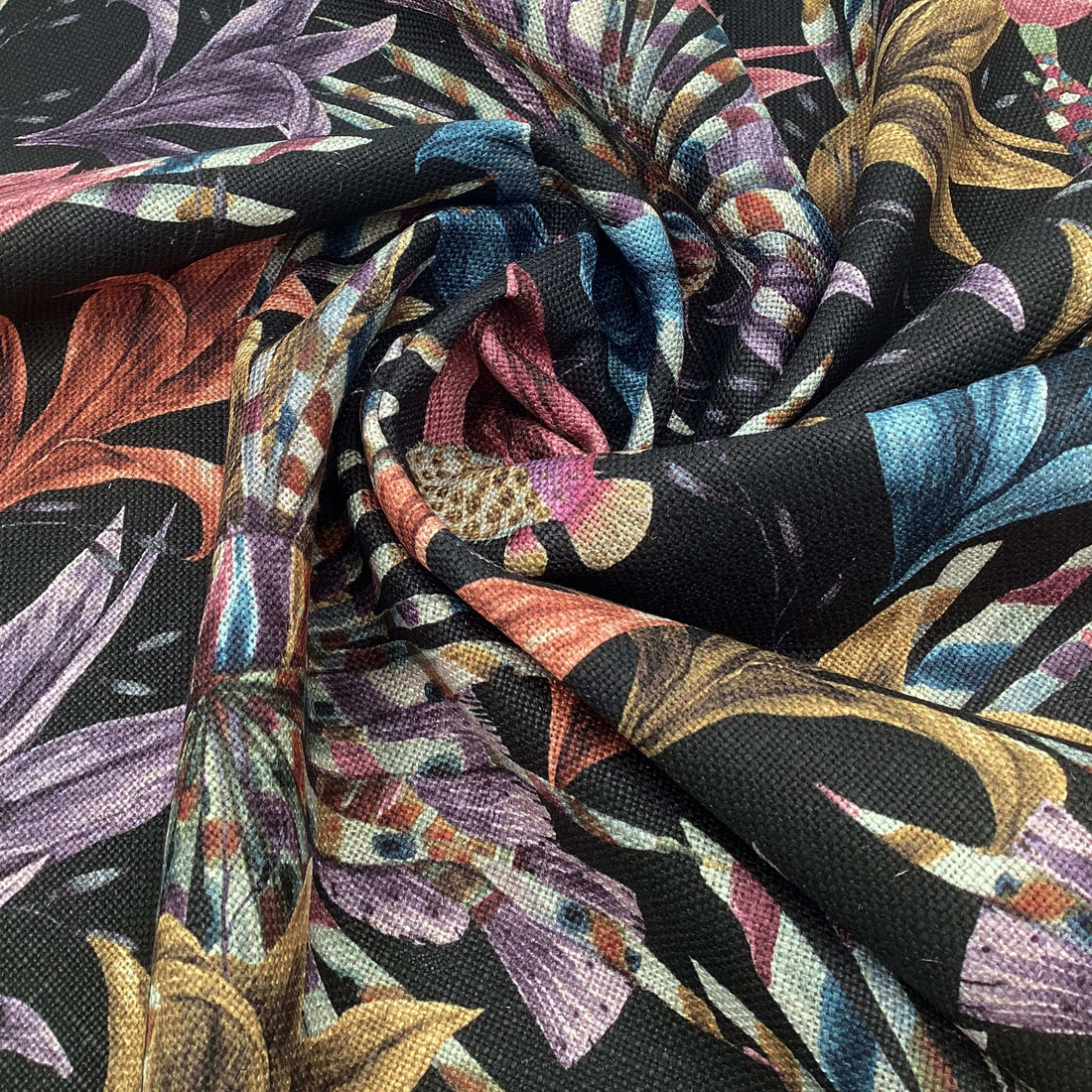 Printed linen viscose fabric per meter EGIA 124 1 DARK