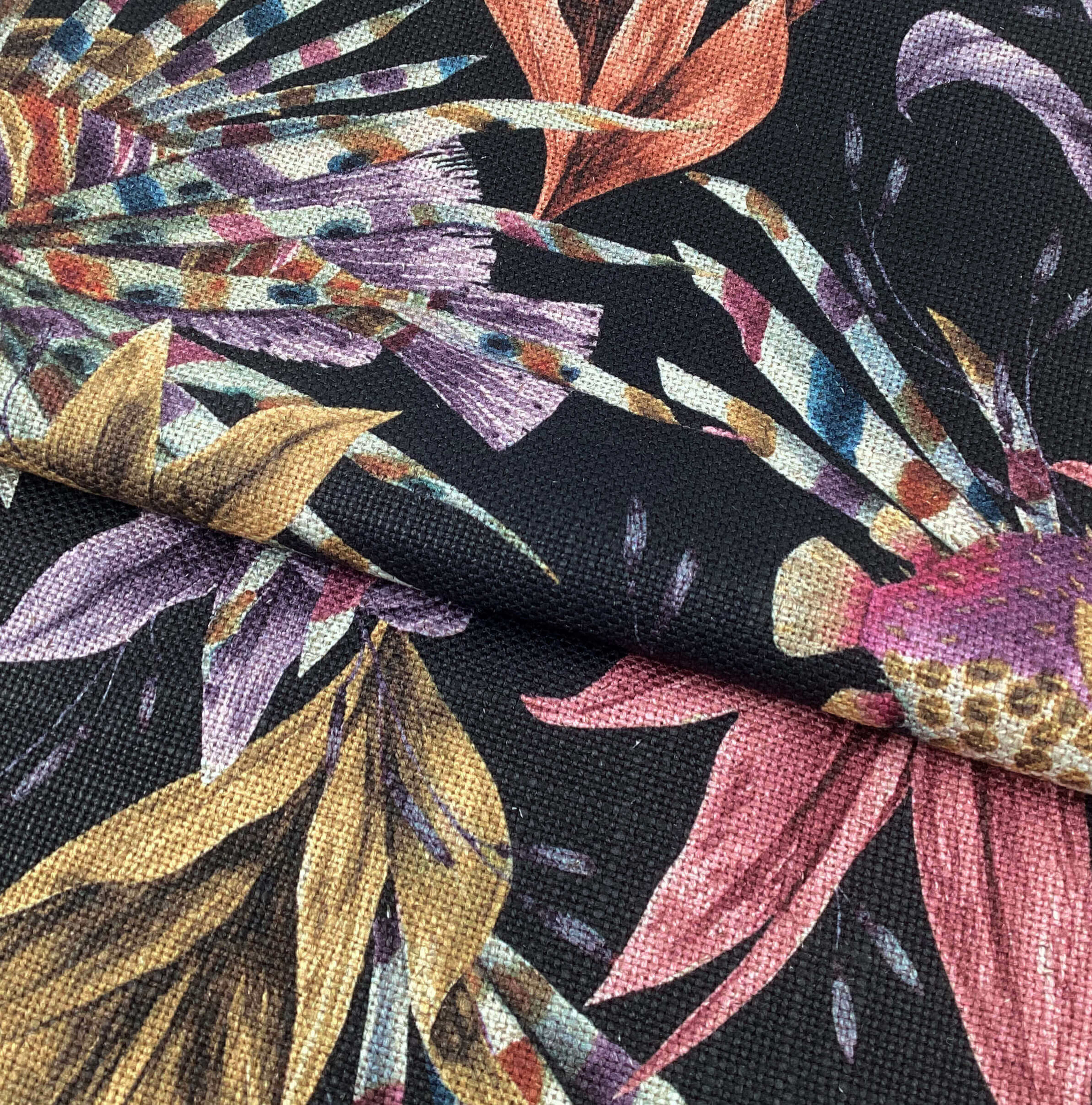 Printed linen viscose fabric per meter EGIA 124 1 DARK