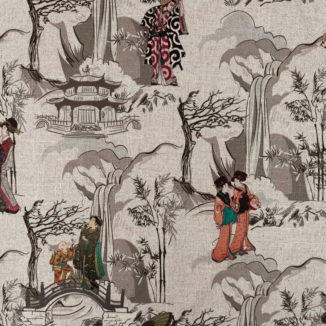 Printed linen viscose fabric per meter KEIKO 1