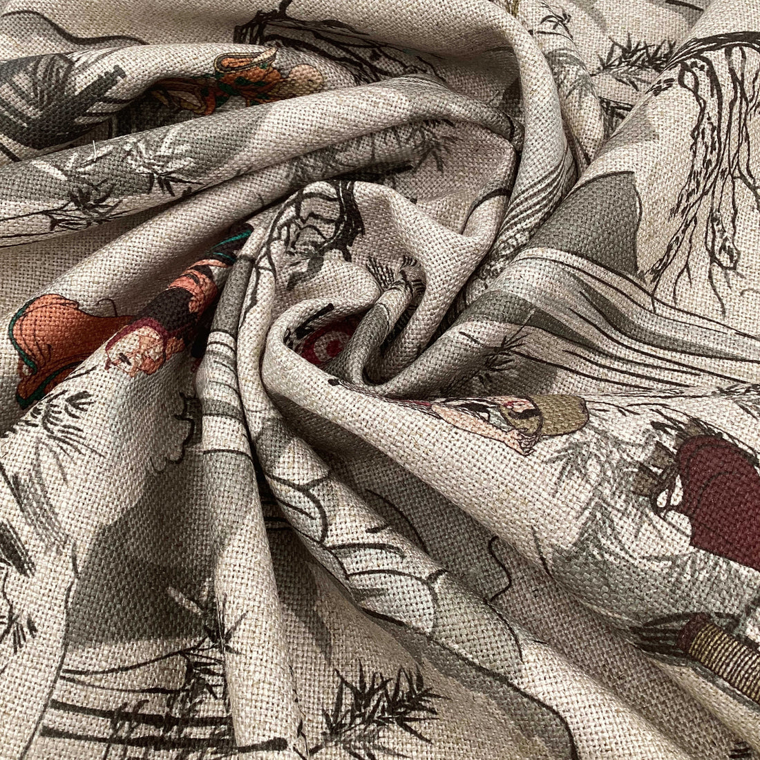 Printed linen viscose fabric per meter KEIKO 1