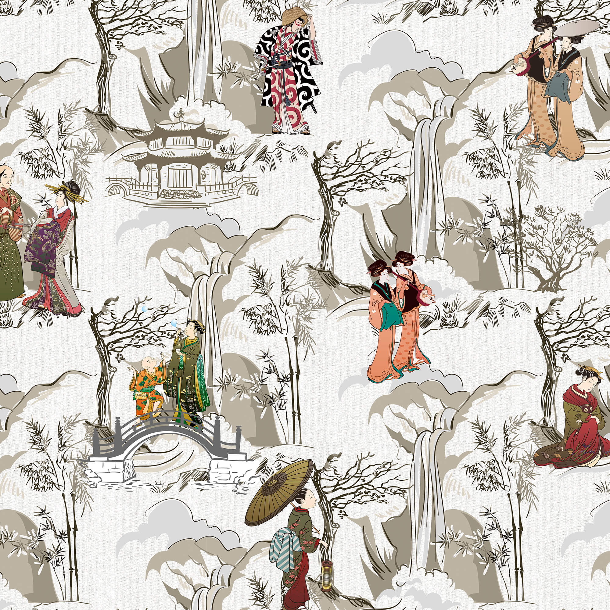 Printed linen viscose fabric per meter KEIKO 1