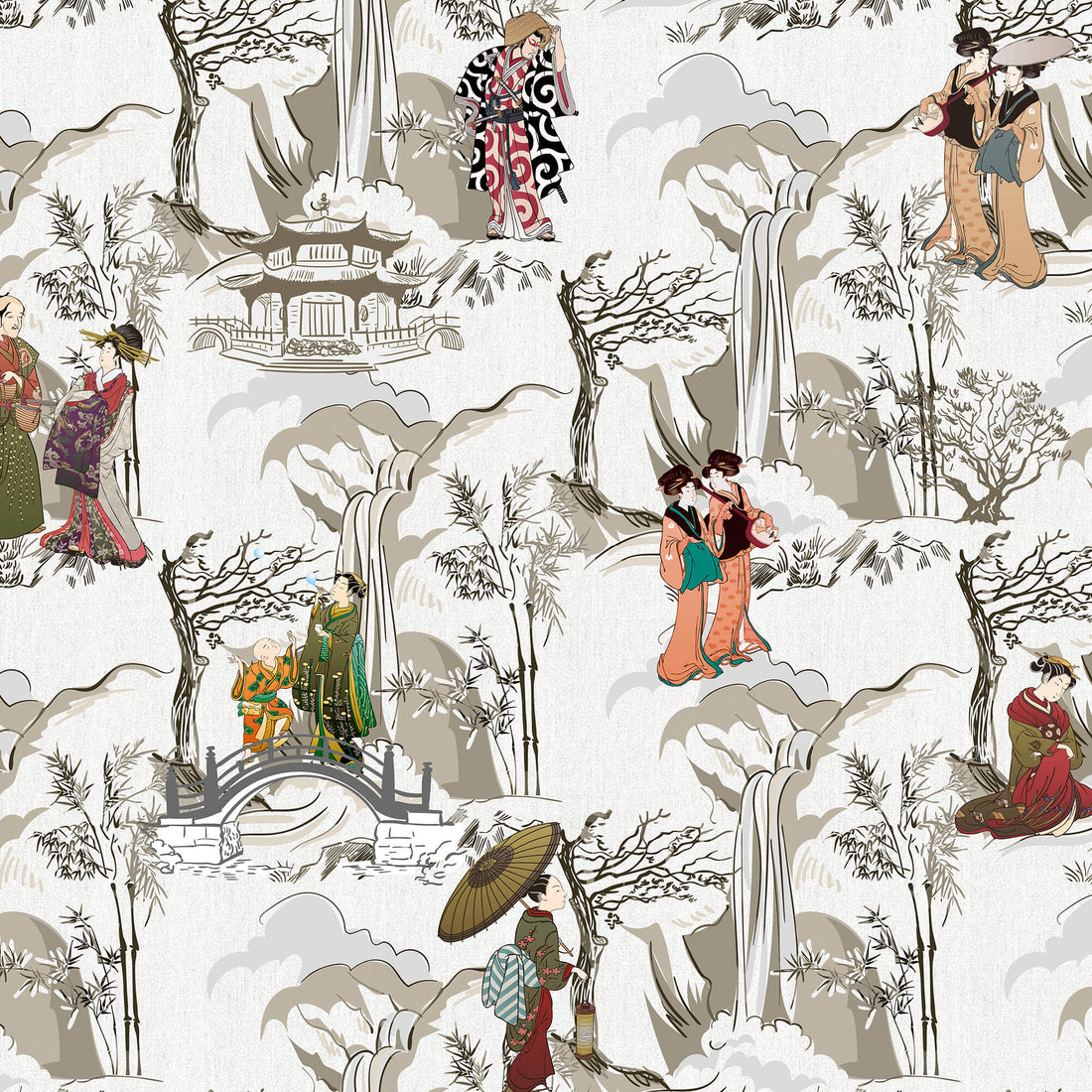 Printed linen viscose fabric per meter KEIKO 1