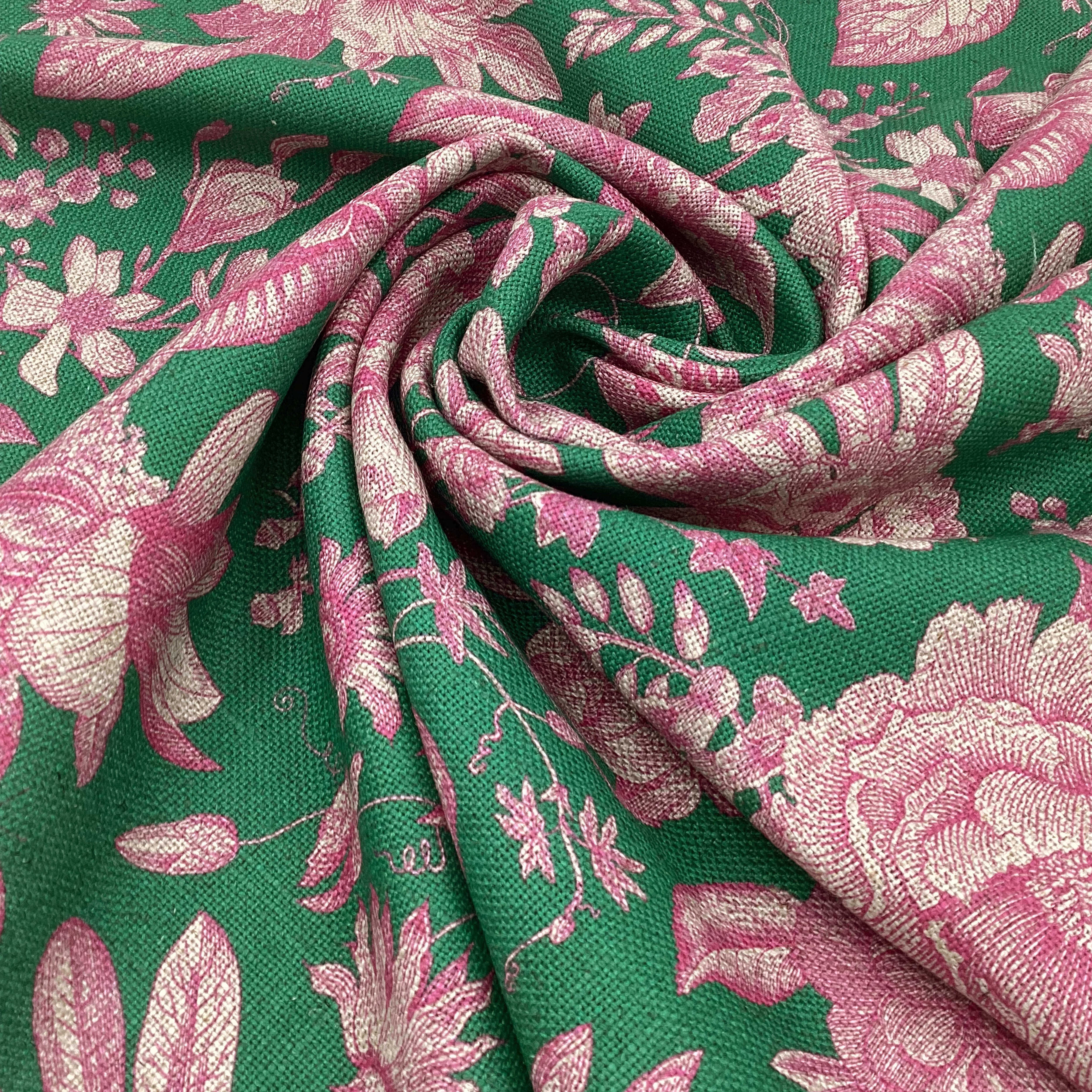 Printed linen viscose fabric per meter LILIA 124 1 DARK