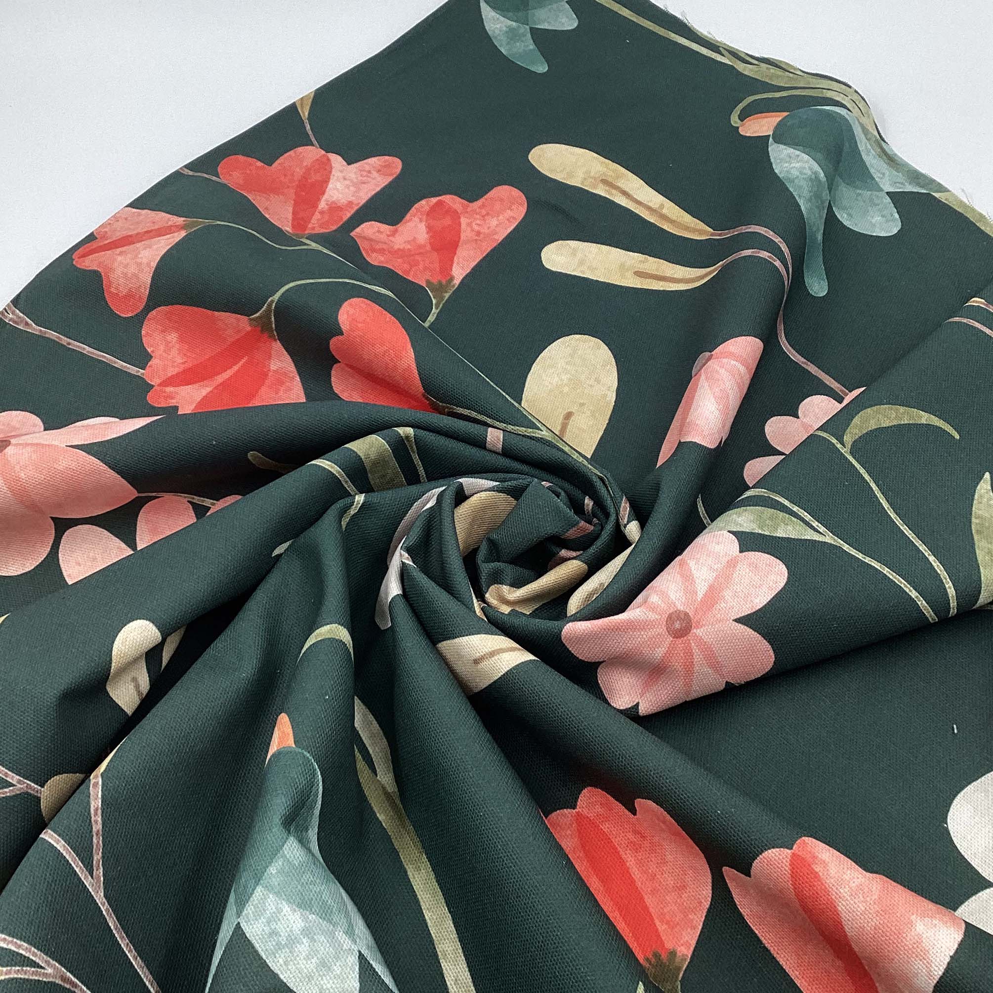 Half panama fabric printed per meter 100% cotton NELE 2 DARK