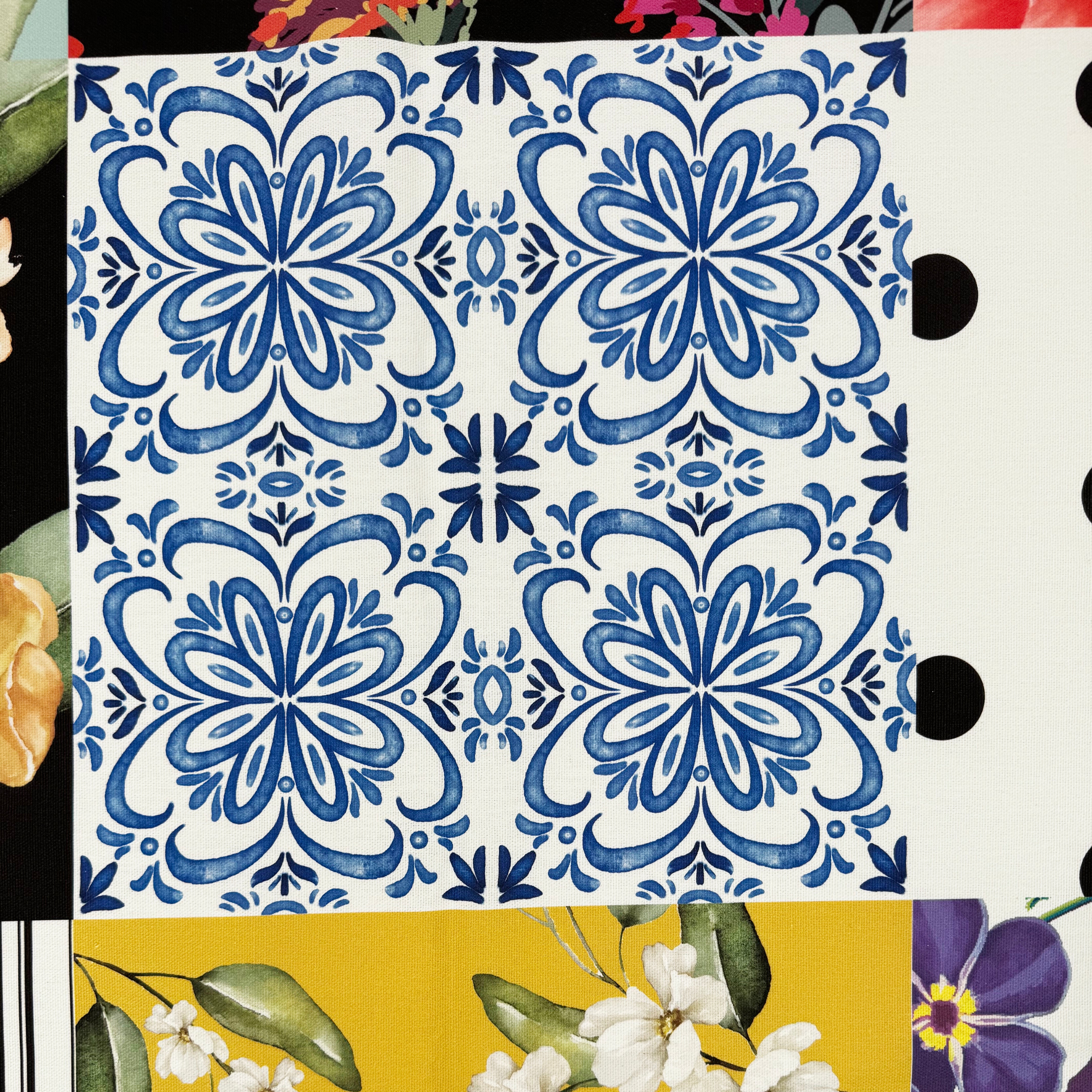 Half panama fabric printed per meter 100% cotton PATCHPAL 1 DARK