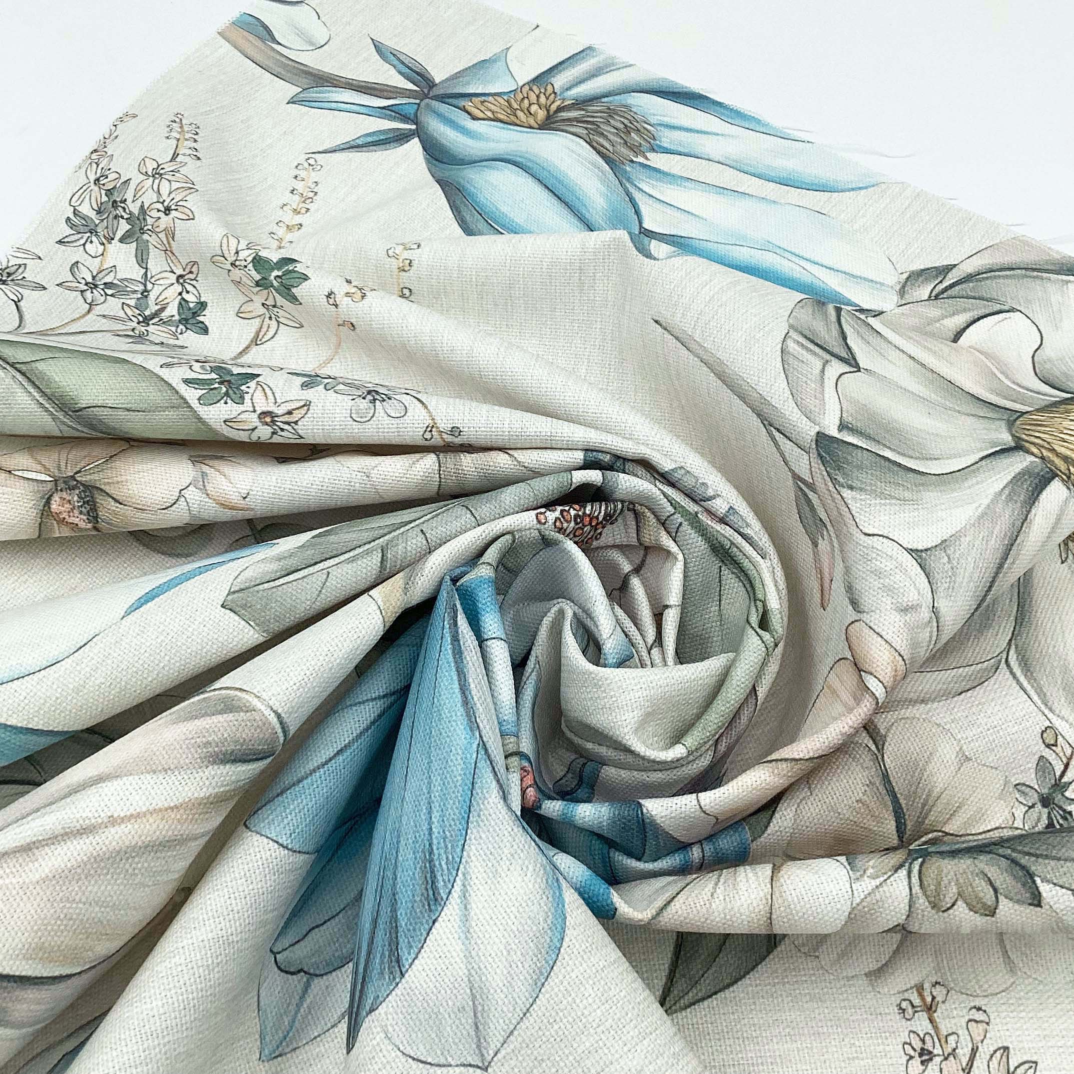 Half panama fabric printed per meter 100% cotton PEPI BLUE 1