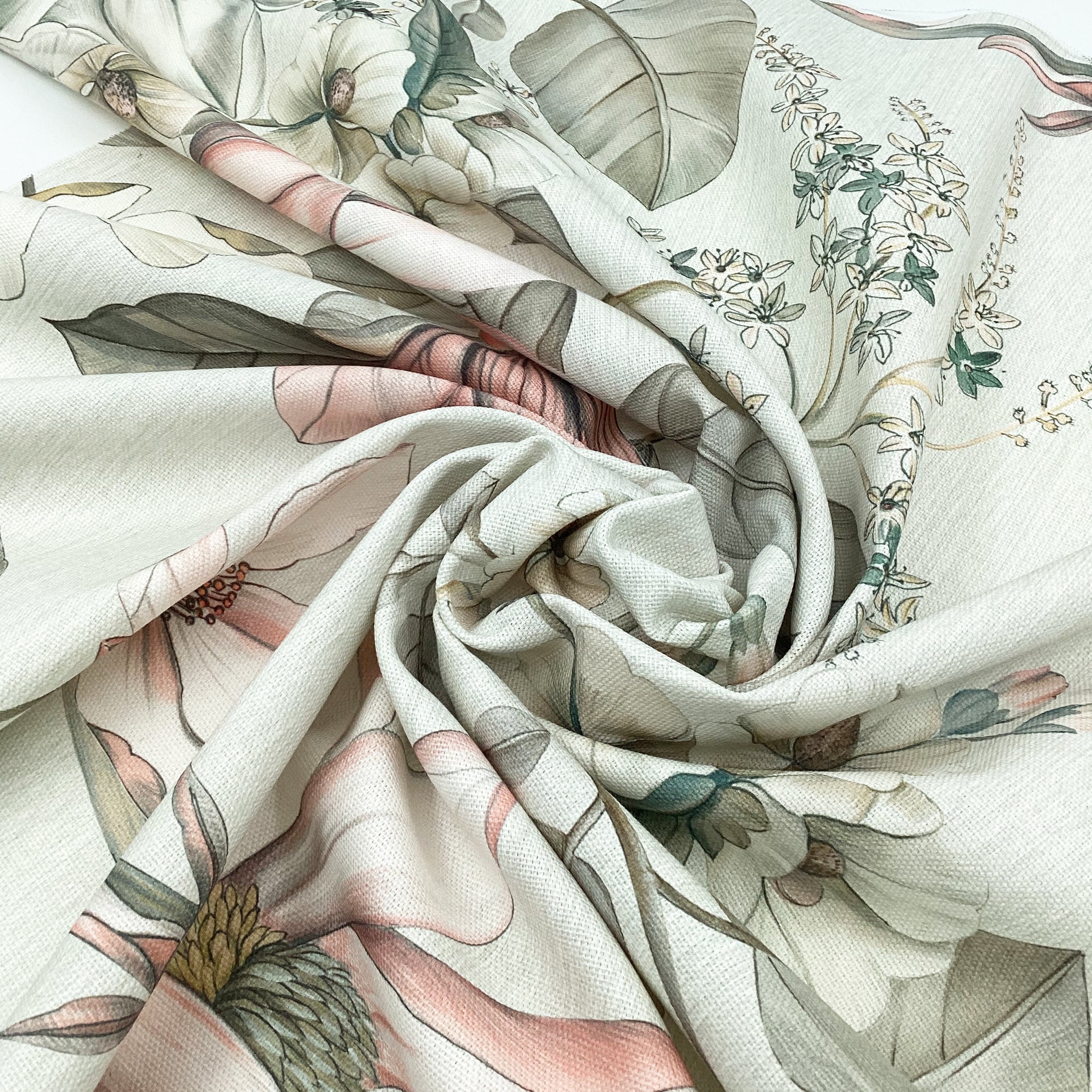 Half panama fabric printed per meter 100% cotton PEPI ROSA 1