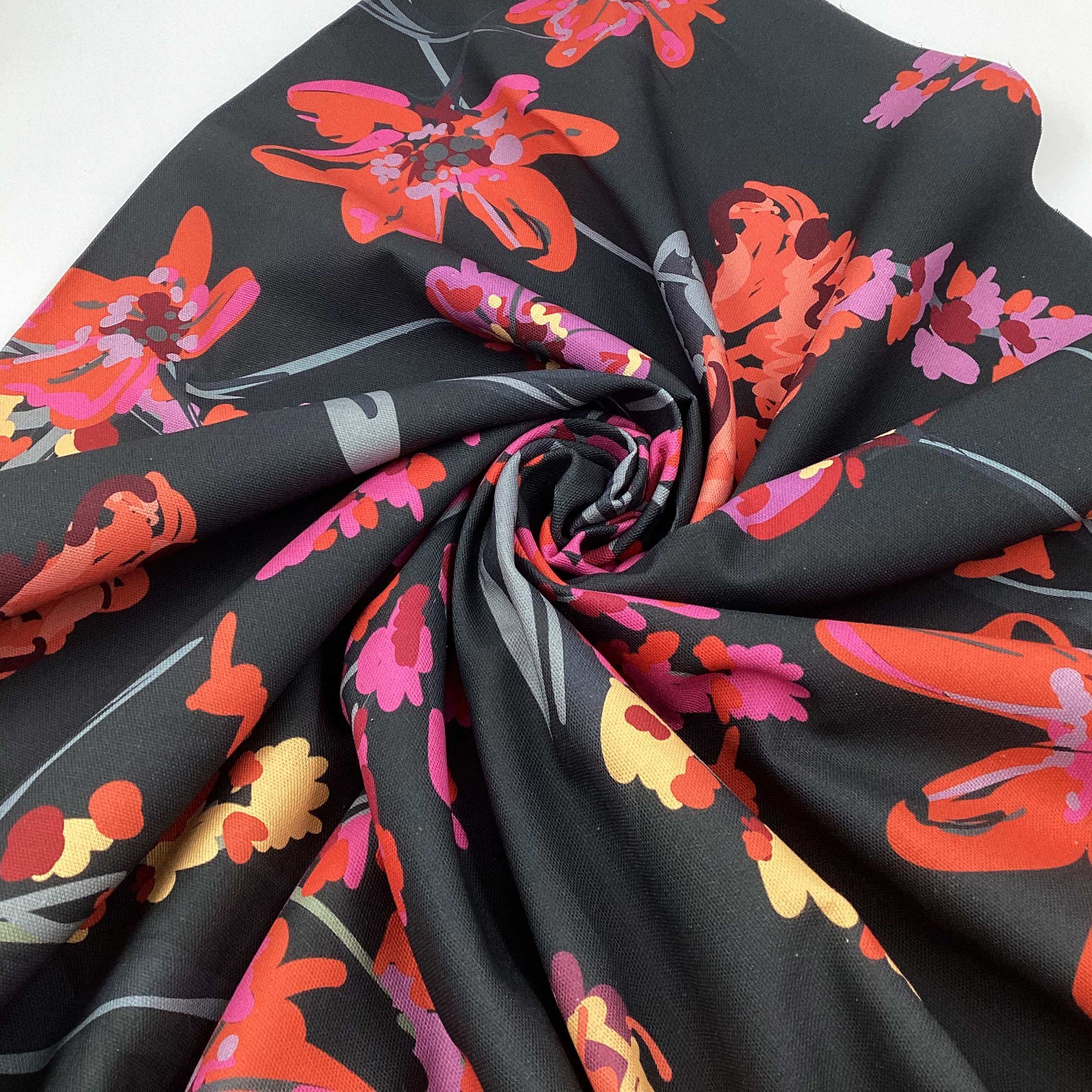Half panama fabric printed per meter 100% cotton PILU 2 DARK