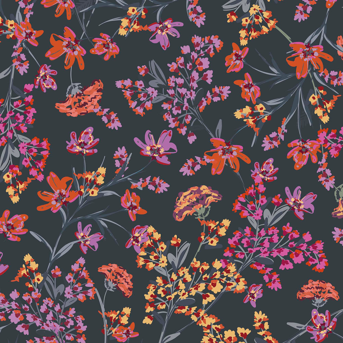 Half panama fabric printed per meter 100% cotton PILU 2 DARK
