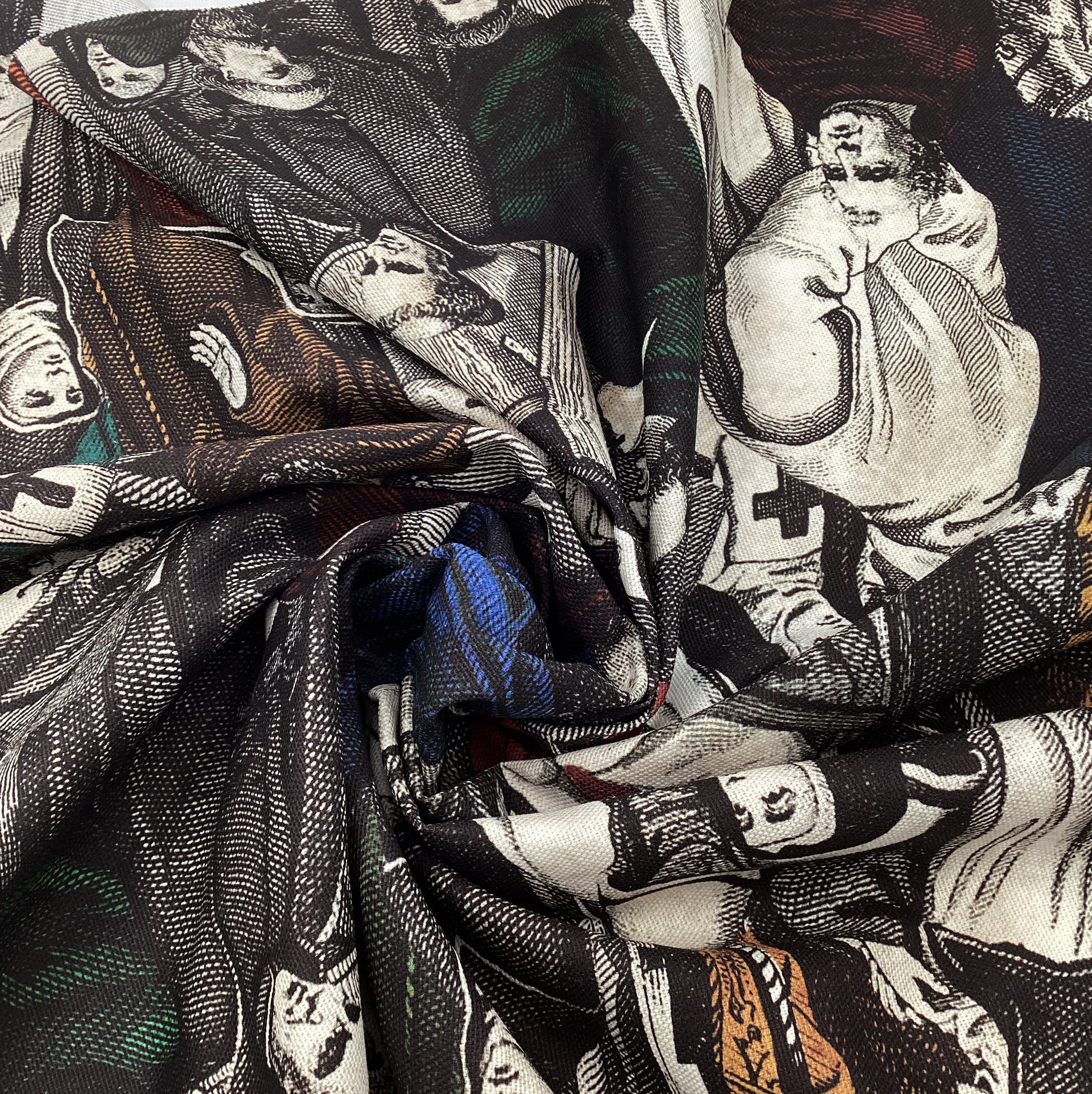 Half panama fabric printed per meter 100% cotton SARIEL 1 DARK