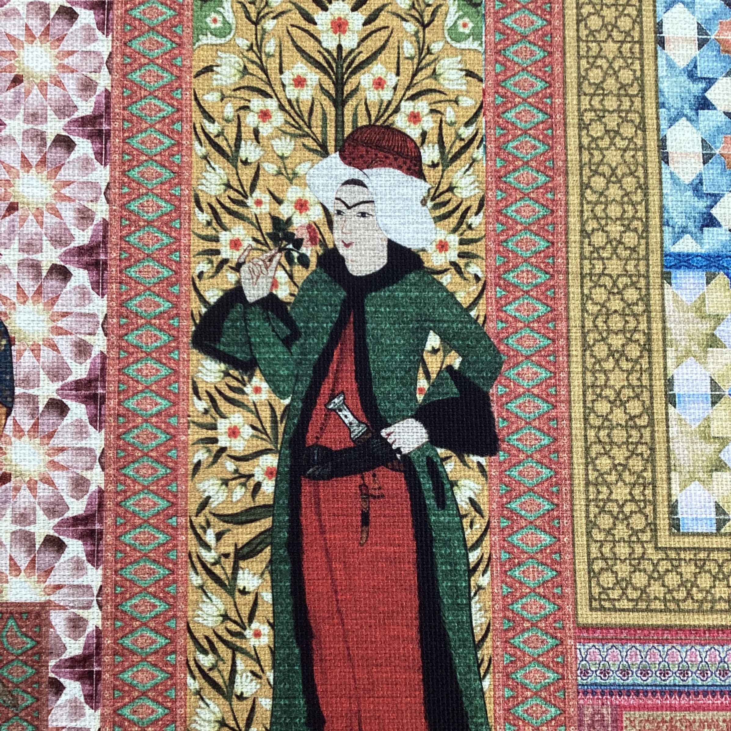 Half panama fabric printed per meter 100% cotton SHIRIN 1 DARK