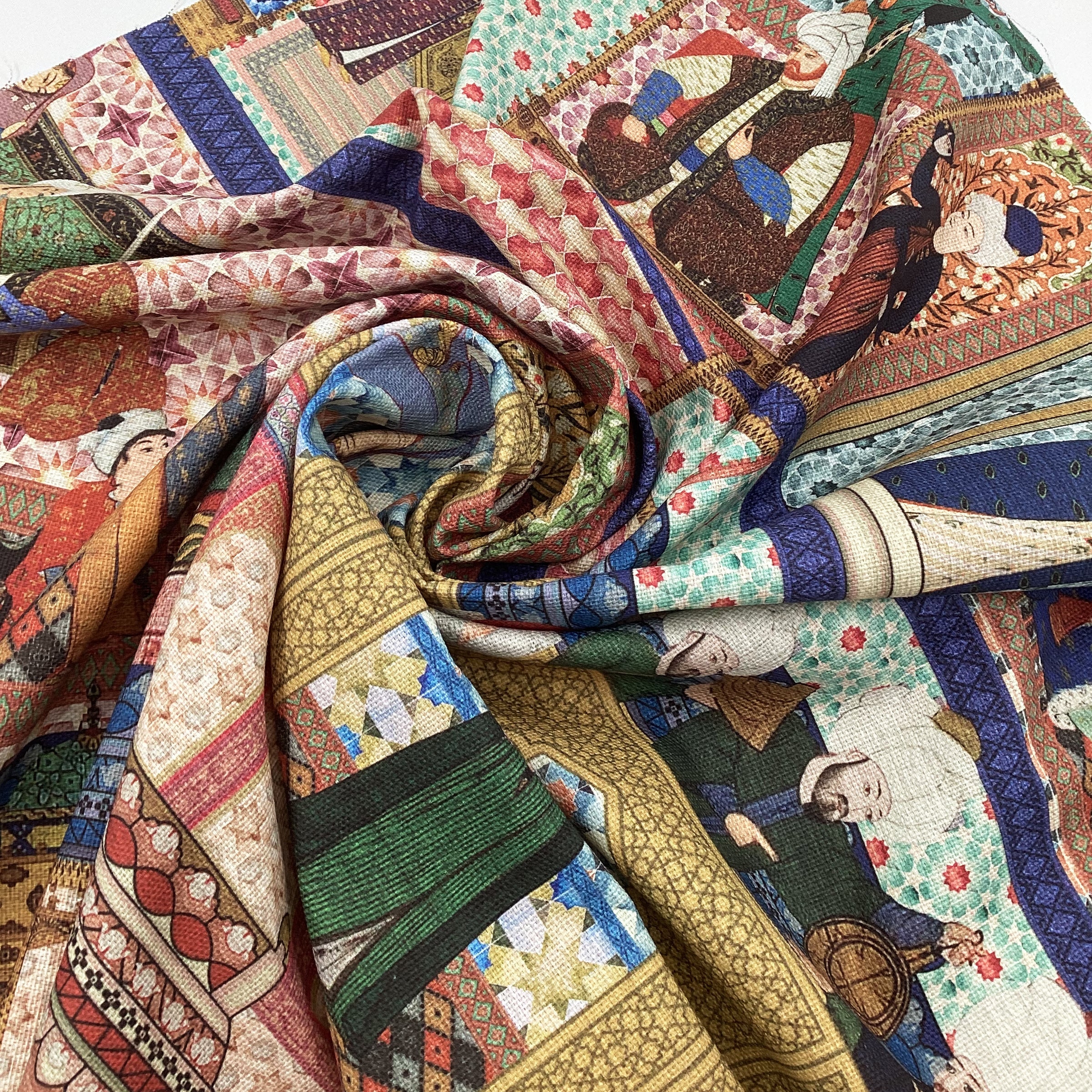Half panama fabric printed per meter 100% cotton SHIRIN 1 DARK