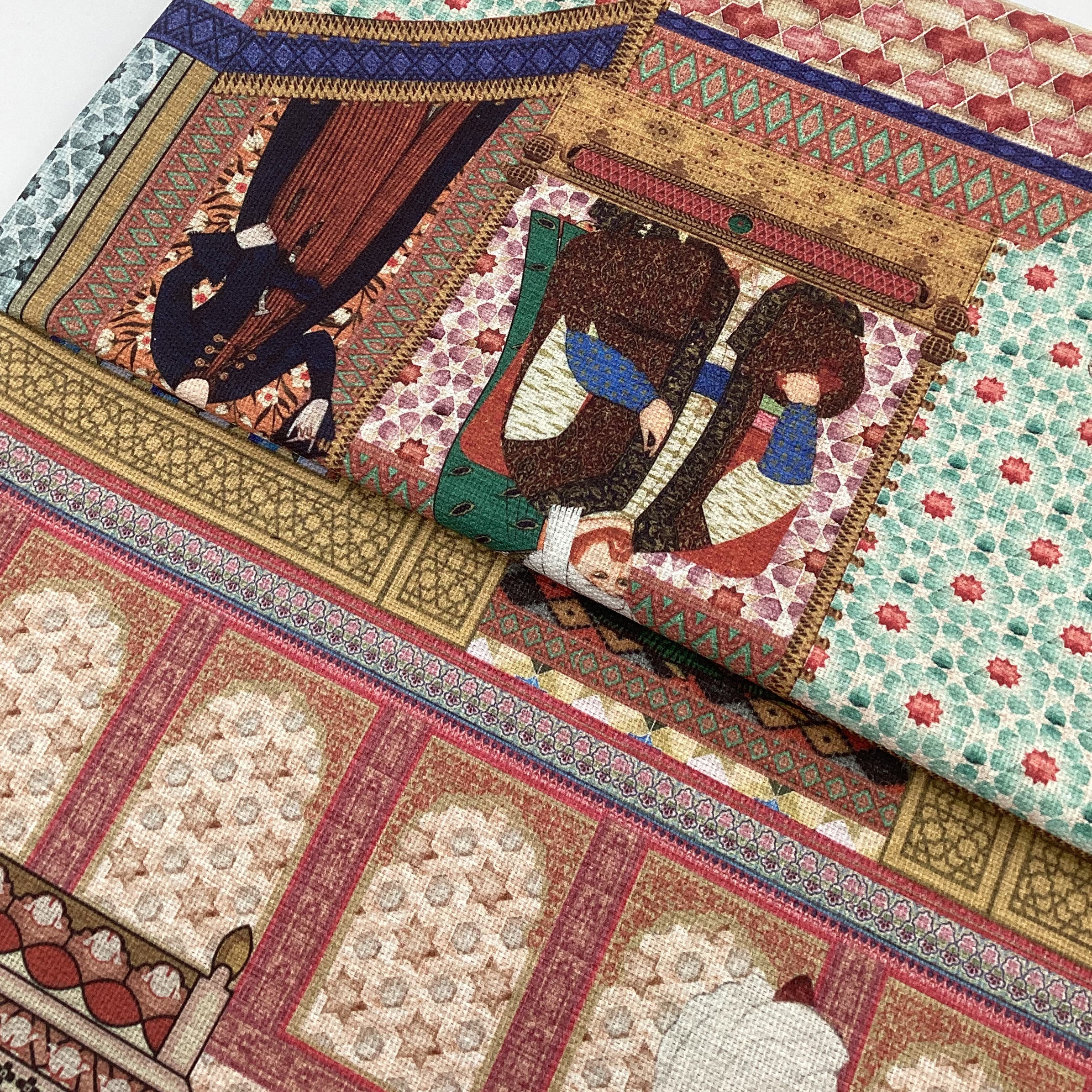 Half panama fabric printed per meter 100% cotton SHIRIN 1 DARK
