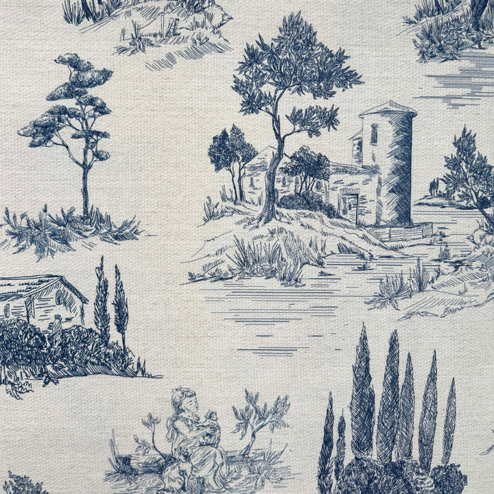 Printed half panama fabric per meter 100% cotton SILKE BLUE 3