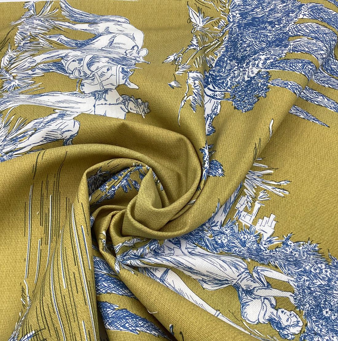 Printed half panama fabric per meter 100% cotton SILKE MUSTARD 1 DARK