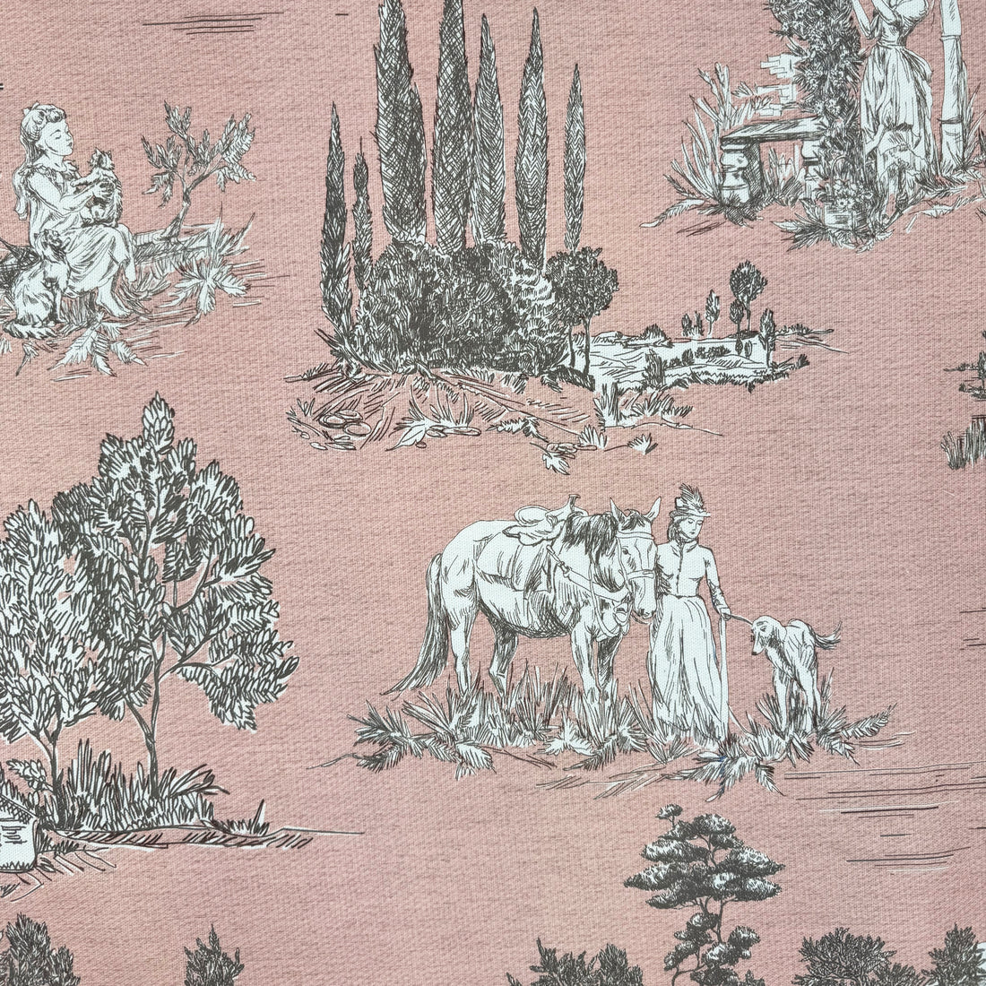 Half panama fabric printed per meter 100% cotton SILKE ROSA 1