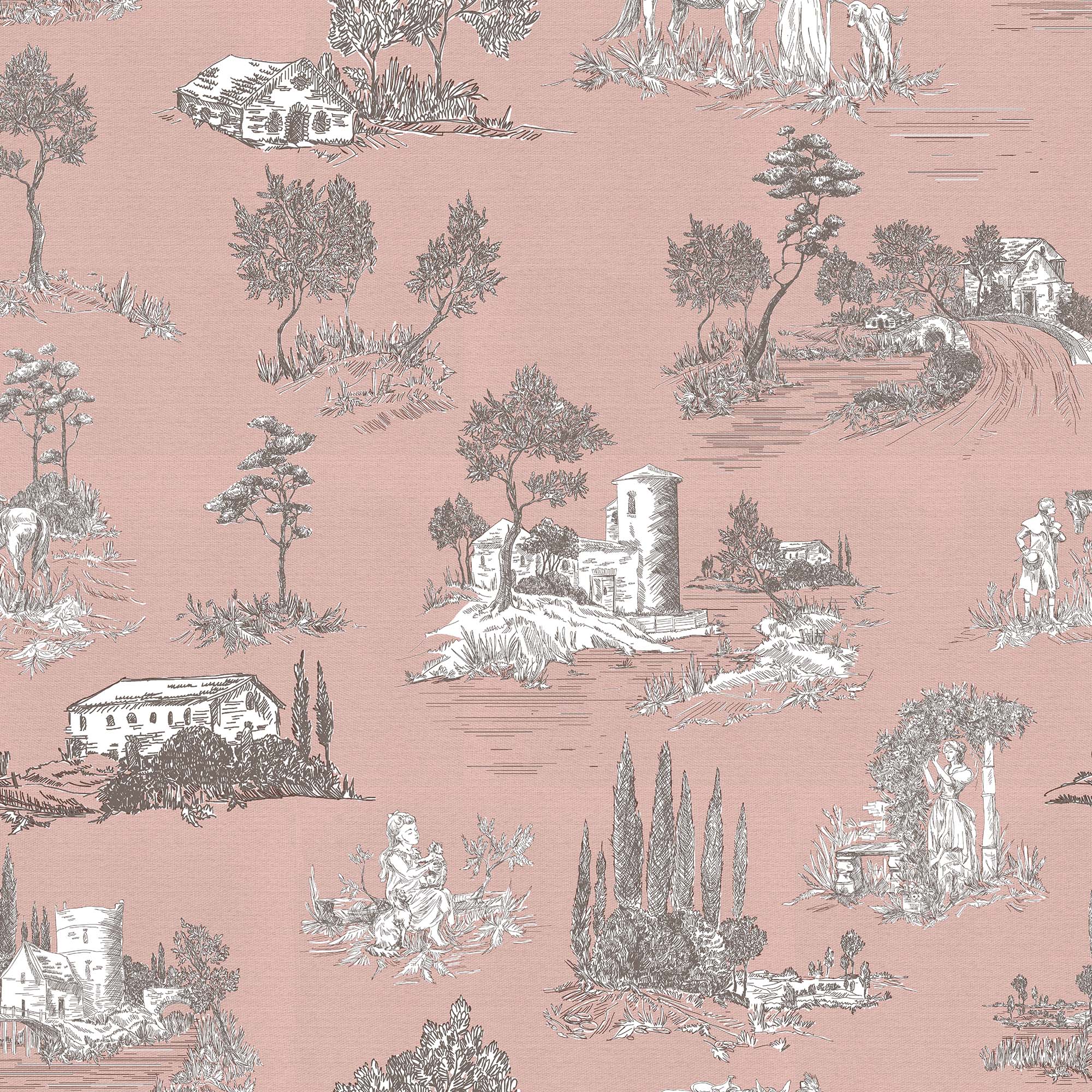 Half panama fabric printed per meter 100% cotton SILKE ROSA 1