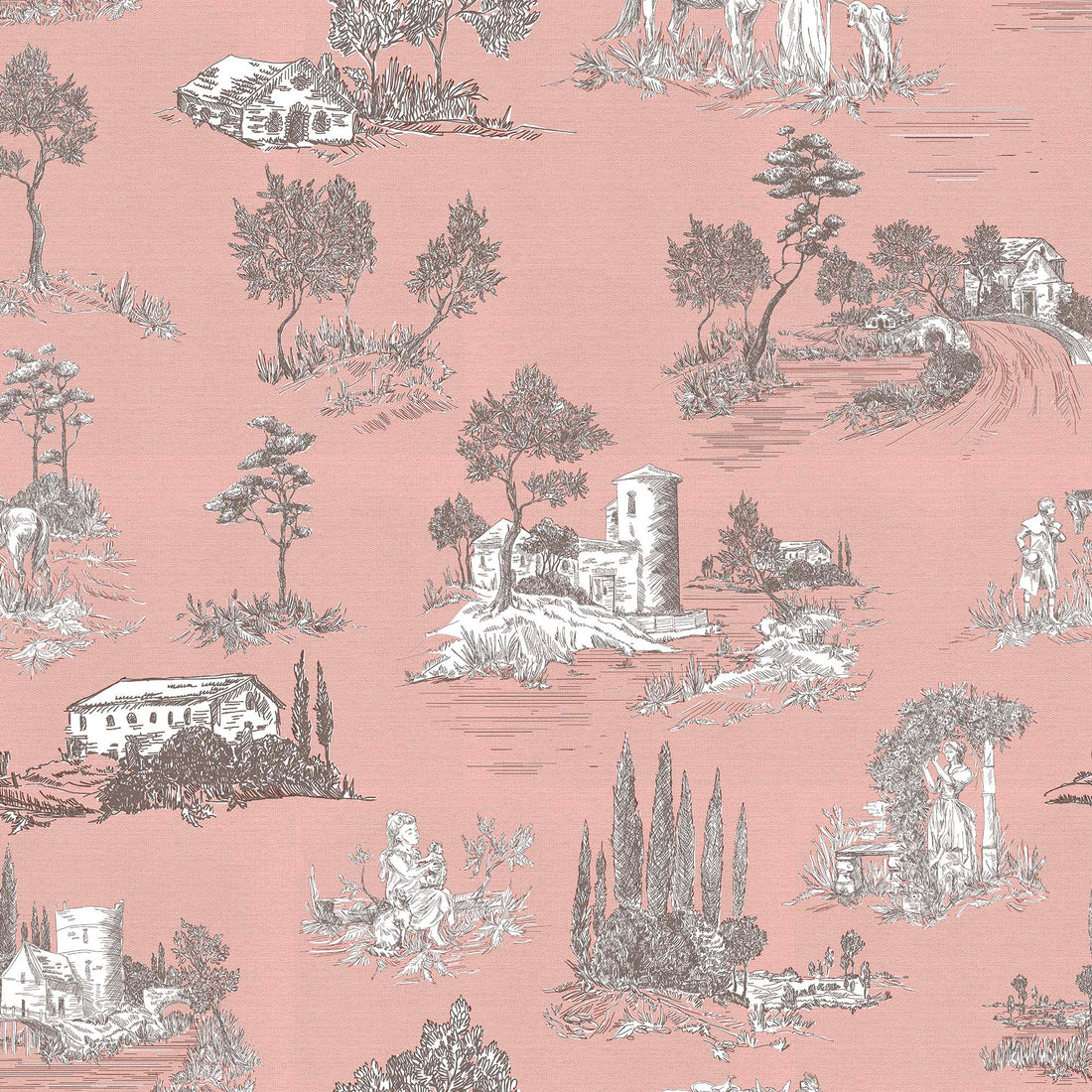 Half panama fabric printed per meter 100% cotton SILKE ROSA 1