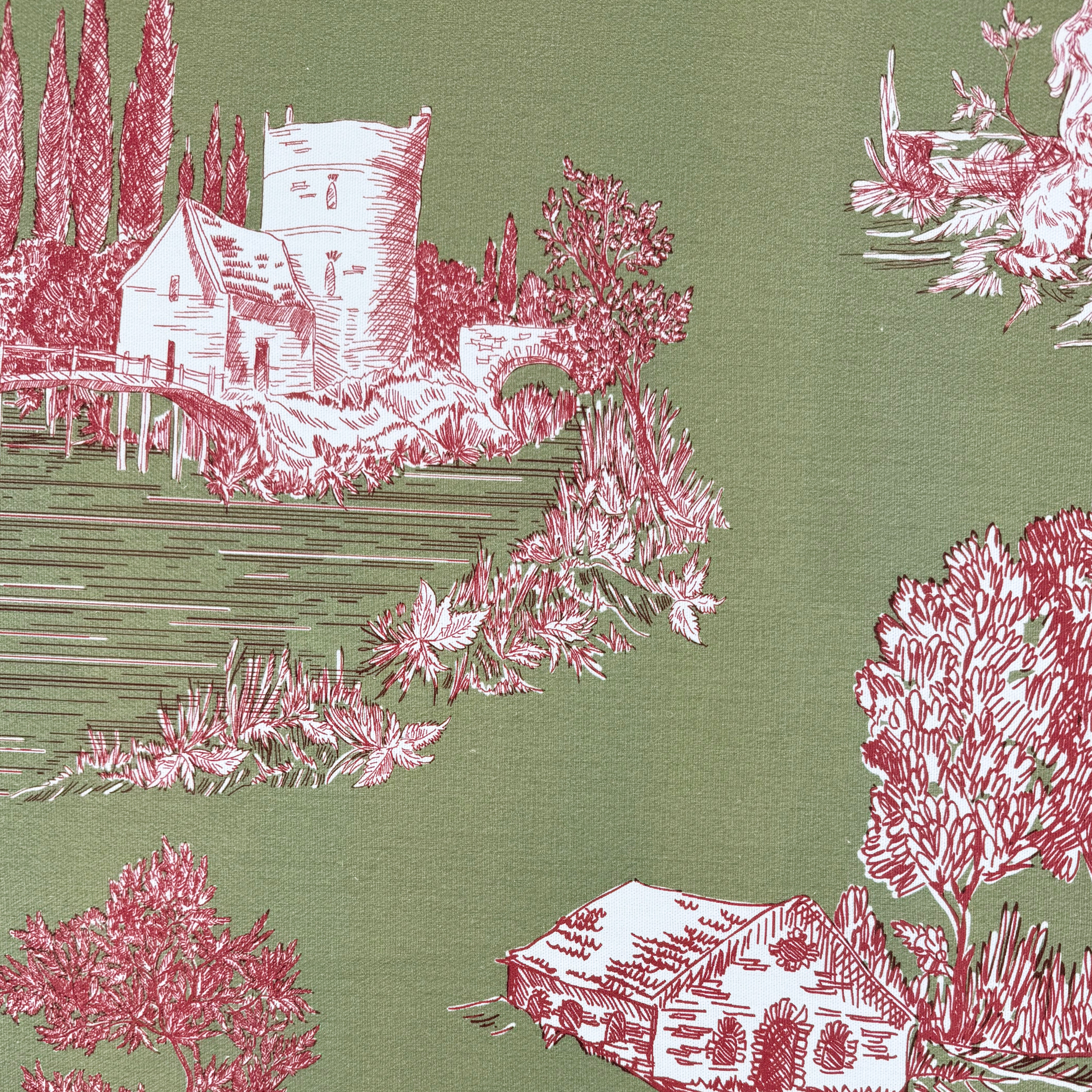 Printed half panama fabric per meter 100% cotton SILKE GREEN 1 DARK