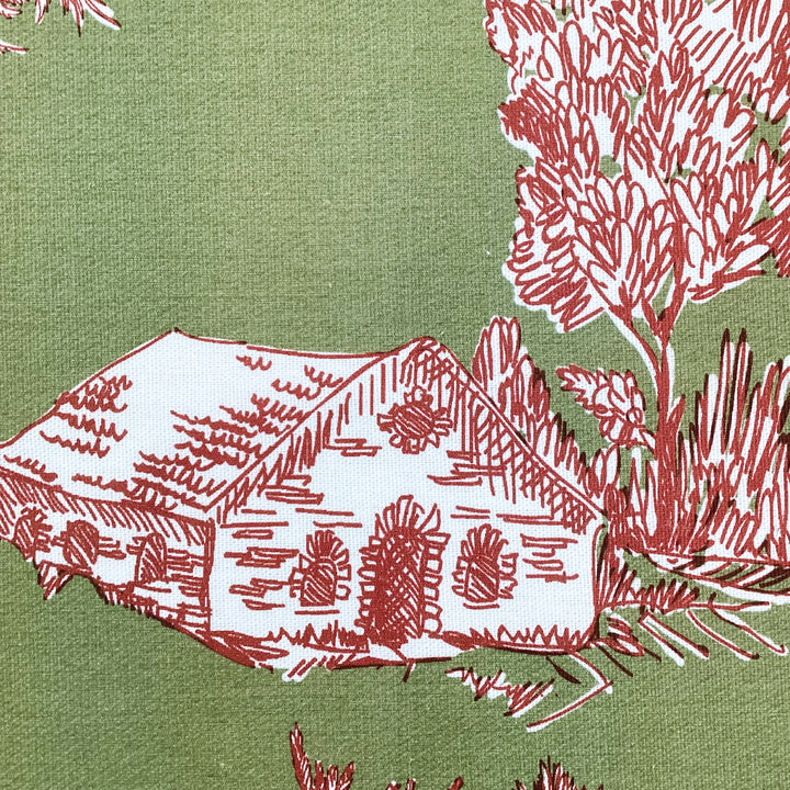 Printed half panama fabric per meter 100% cotton SILKE GREEN 1 DARK